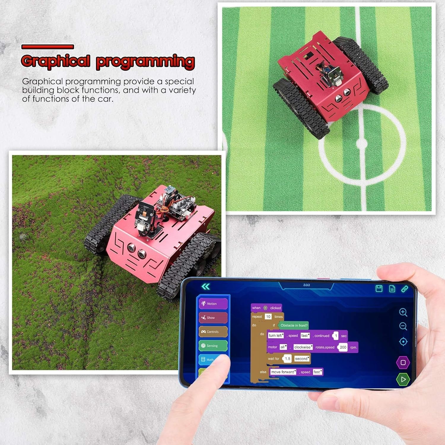 ELEGOO Smart Robot Tank Kit kompatibel mit Arduino IDE, elektronischer Bausatz mit UNO R3, Ultraschallsensor, Bluetooth-Modul, Kameramodul, Auto-Panzer-Roboterspielzeug für Kinder – Bild 3