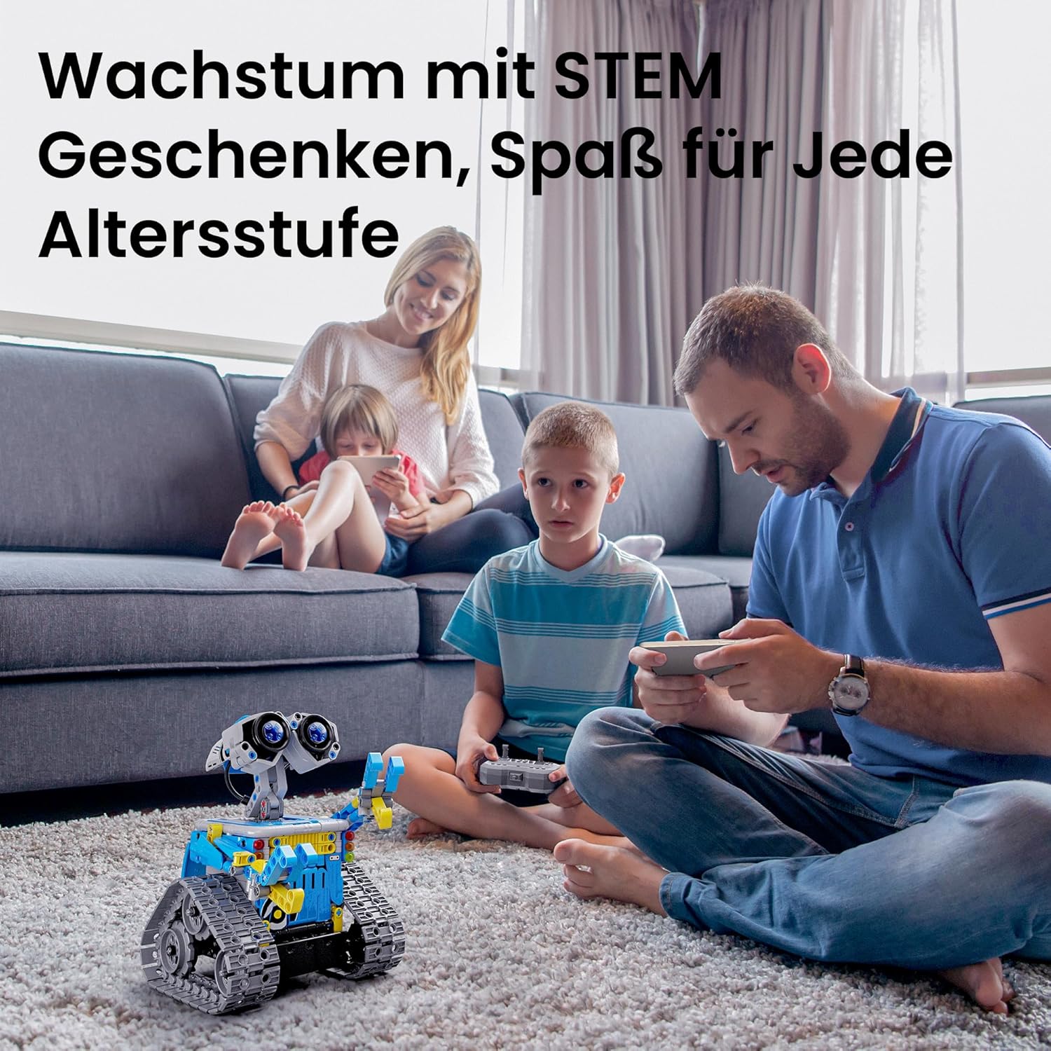 Sillbird Technik Roboter Kinder Konstruktionsspielzeug, Programmierbarer Roboterbausatz, Ferngesteuerter Roboter mit Licht und Ton, 360° Drehung, STEM-Bauspielzeug, Jungengeschenk von 8-12 Jahren Jungen – Bild 2