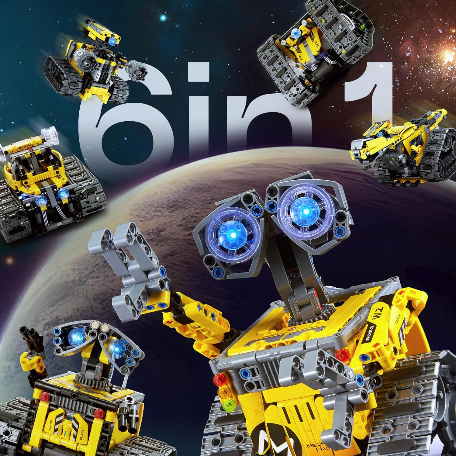 Technik Roboter für Kinder Jungen 6-12 Jahre, 6-in-1 Roboter-Set programmierbar mit App & Fernbedienung, Geburtstagsgeschenk für Weihnachten und Geburtstag (631 Stück) – Bild 2