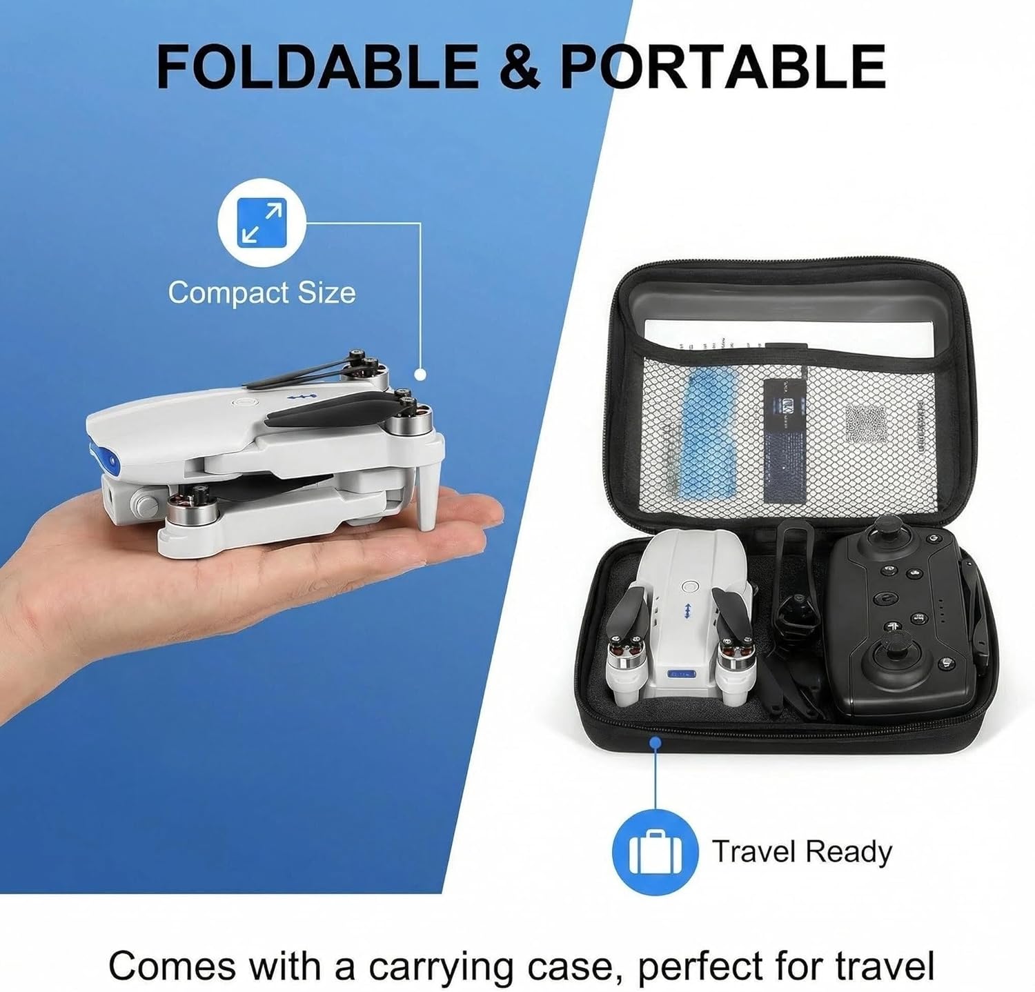 Drohne mit Kamera 1080P HD für Kinder, WiFi-FPV-Drohne für Anfänger, RC-Quadcopter mit 2 Batterien, Schwerkraftsensor, 3D-Flip-Modus, Ein-Knopf-Start/Landung, Höhenhaltemodus, Headless-Modus – Bild 5