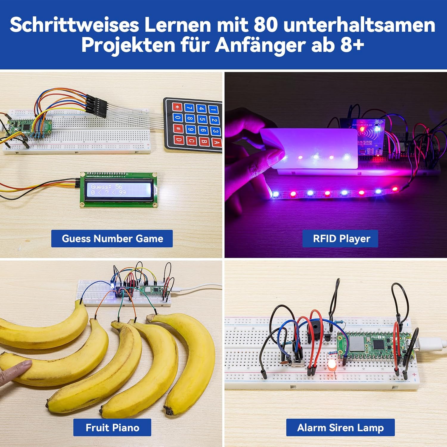 SunFounder Raspberry Pi Pico 2W Ultimate Starter Kit mit über 110 englischen Videokursen, Online-Tutorials, 96 Projekten (16 IoT), MicroPython, C++ (kompatibel mit Arduino IDE) – Bild 3