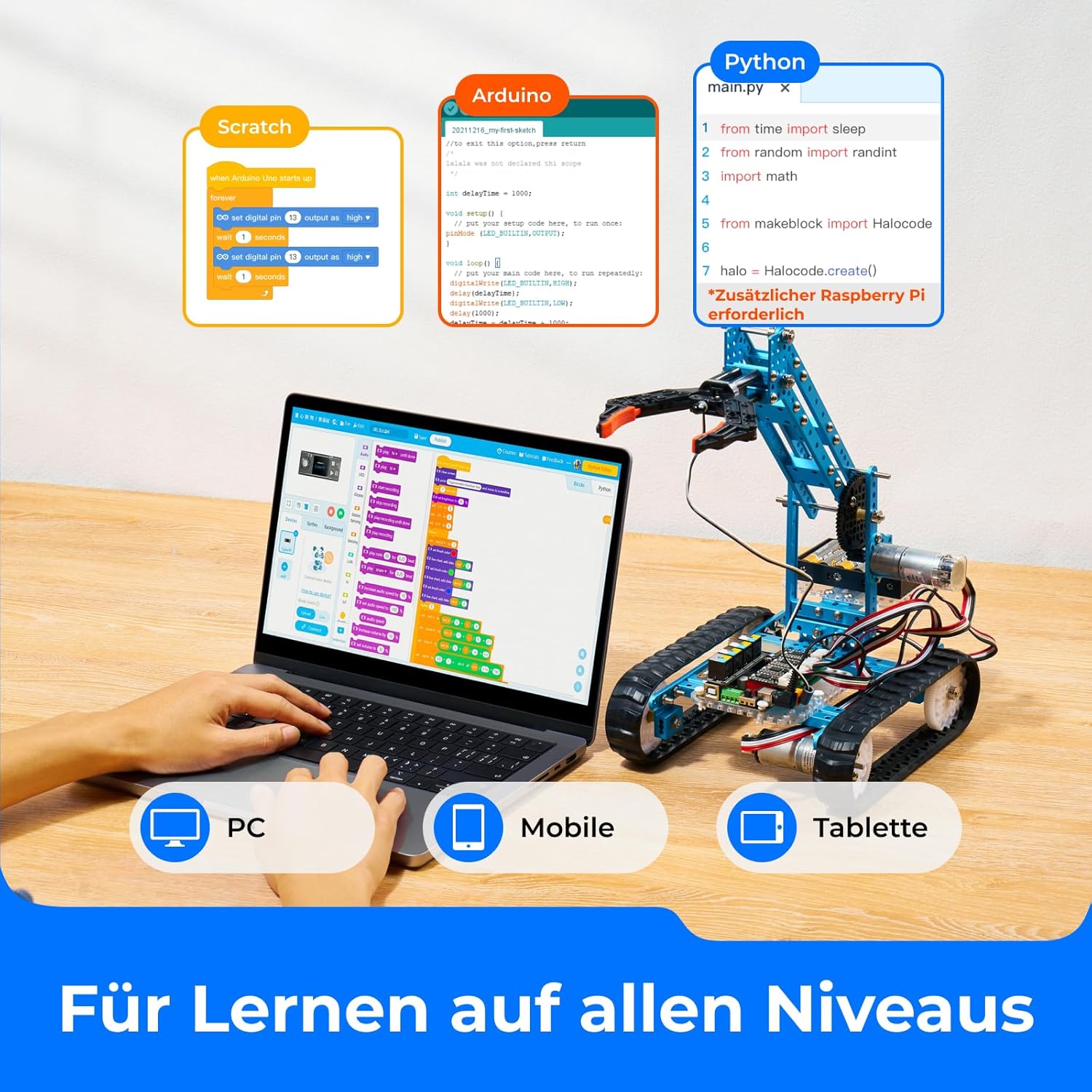 Makeblock mBot Ultimate, programmierbarer 10-in-1-Roboterbausatz, über 160 mechanische Teile und Module, Mainboard MegaPi, kompatibel mit Arduino und Raspberry Pi, drahtlose Fernbedienung – Bild 3