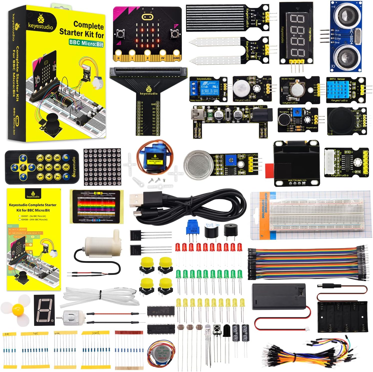 KEYESTUDIO Micro:bit Starter Kit mit über 40 Sensoren und Modulen, kompatibel mit Micro:bit V2, STEM-Codierungsprojekten für Anfänger, inklusive Online-Tutorials und Beispielcode