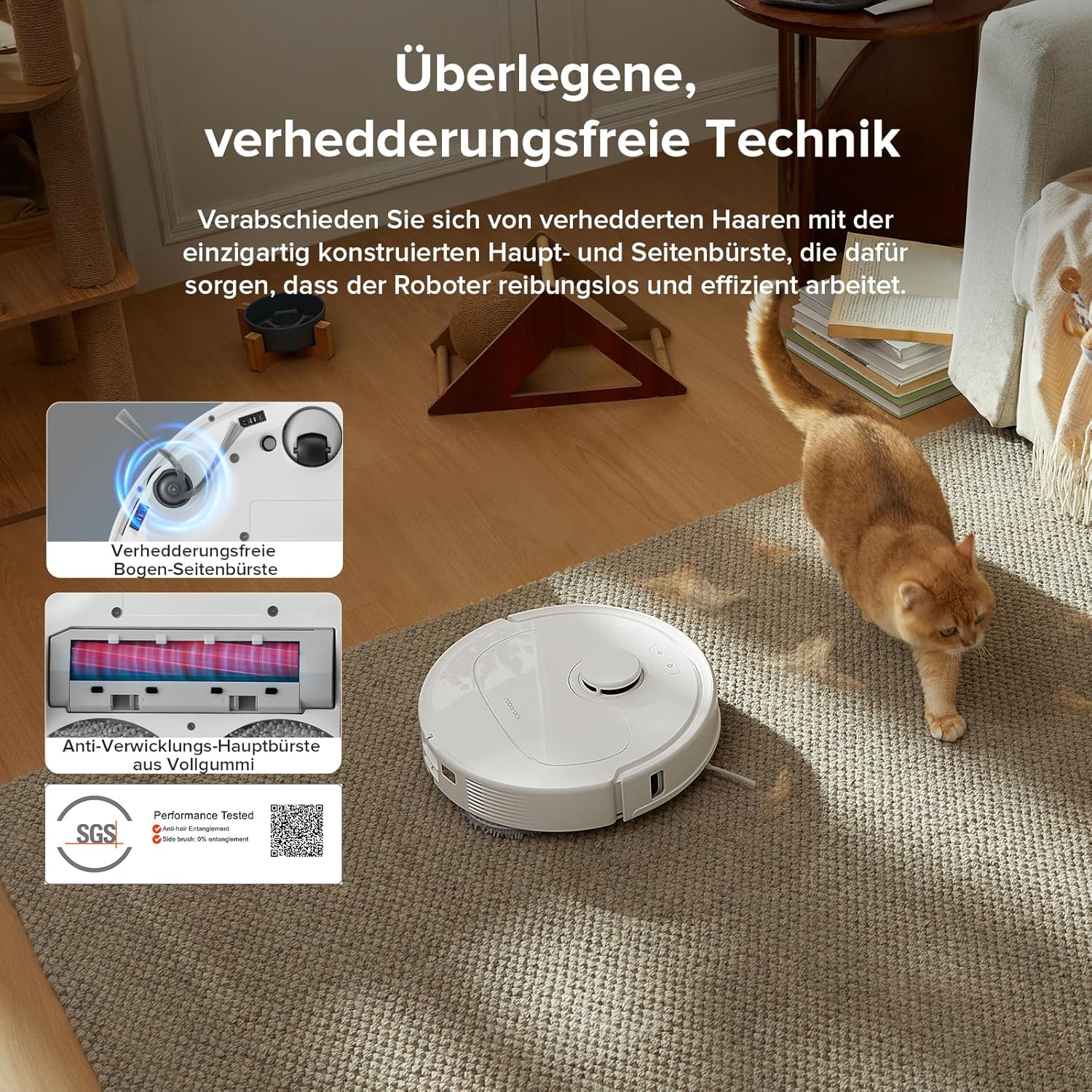 roborock Qrevo Series Roboterstaubsauger mit Wischfunktion und Hebemopp, 8000 Pa Saugkraft (verbessert durch Qrevo S), Anti-Tangling-Seitenbürste, Hindernisvermeidung, All-in-One-Dock, Weiß (QV 35A) – Bild 5