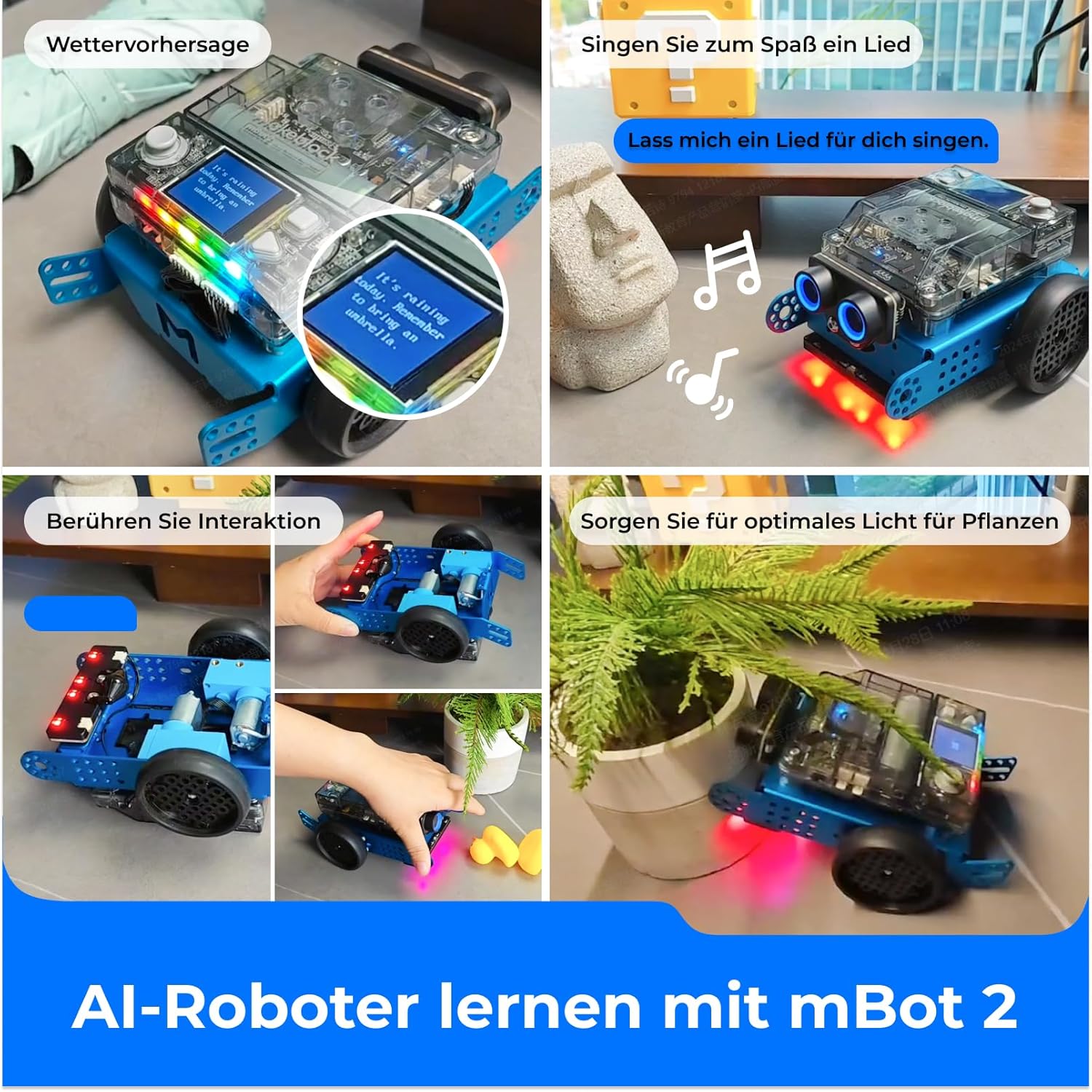 Makeblock mBot 2 programmierbare Roboter für Kinder, KI-Roboterspielzeug mit WiFi-Fernbedienung, mit Scratch- und Python-kompatibel, intelligentes STEM-Kit, Geschenk für Kinder ab 8 Jahren – Bild 3