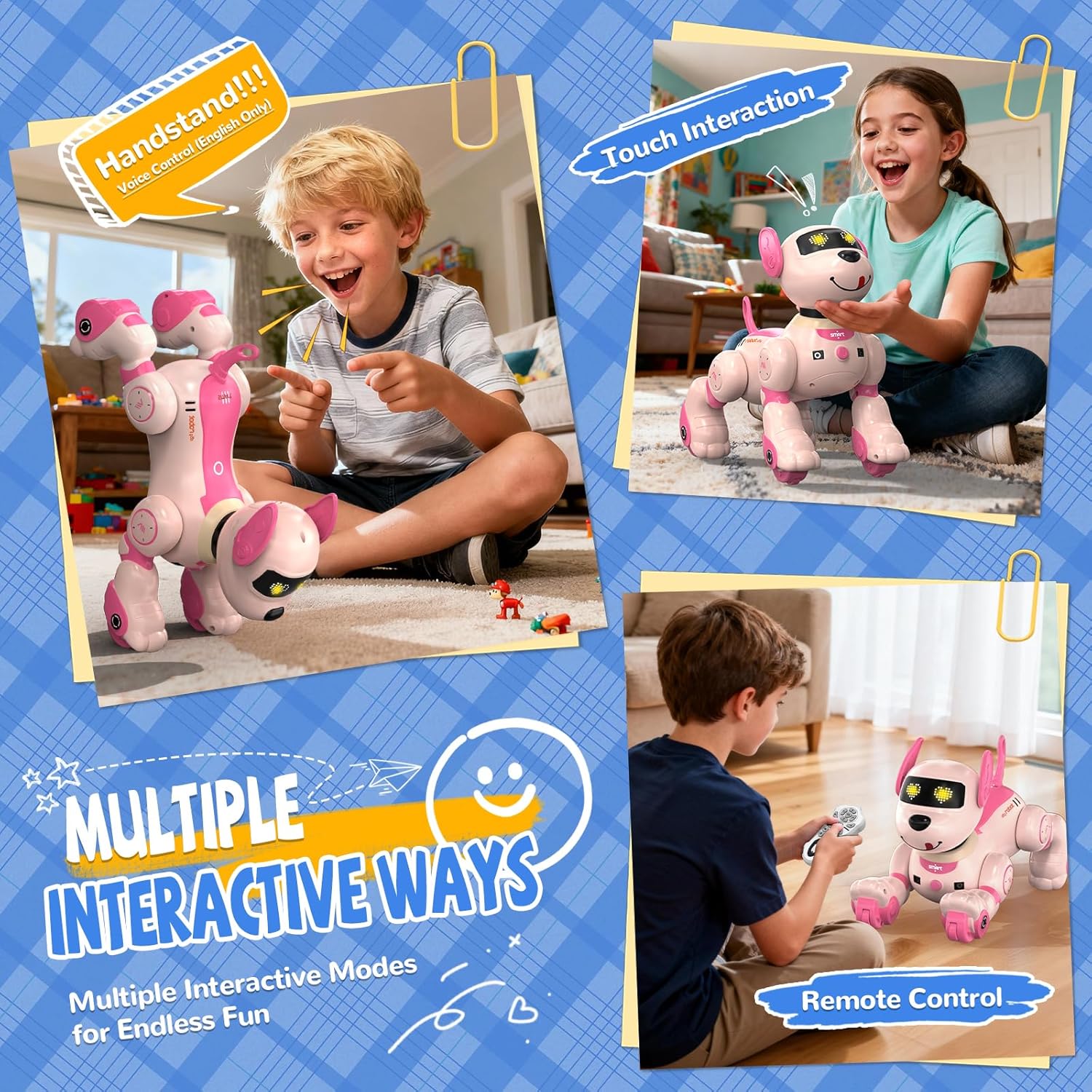 Roboterhund Kinder, ferngesteuerter Roboterhund programmierbar, sprachgesteuert (nur Englisch), intelligenter interaktiver Roboterhund, singender Tanz, Hunderoboter als Geschenk für Kinder – Bild 4