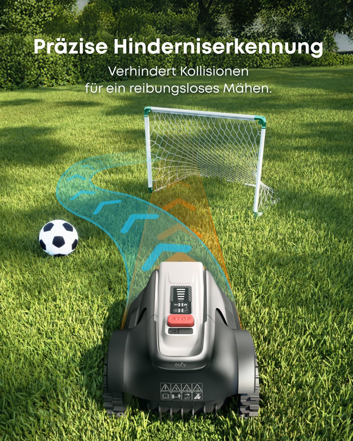 eufy E18 Mähroboter ohne Begrenzungskabel, ohne RTK und Signalausfälle, TrueVision-Technologie, GNSS bis 1200 m², präziser Kantenschnitt, Hindernisvermeidung, App-Steuerung, tierfreundlich – Bild 6