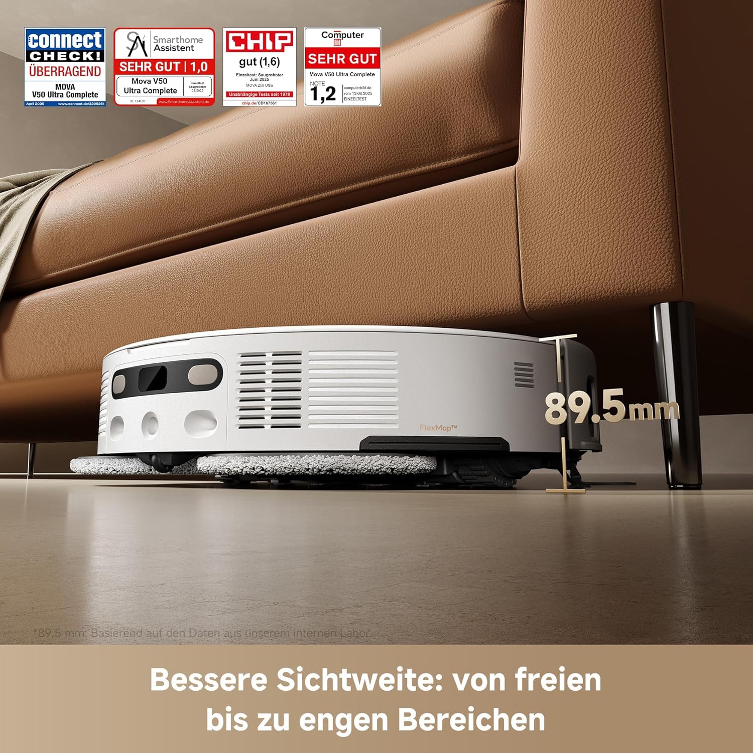 Mova V50 Ultra Complete Roboter-Staubsauger-Combo, Wischfunktion 24.000 Pa, 6 cm Hindernisüberwindung, anhebbare Navigation. S2 Stabstaubsauger, 150 AW Saugleistung, mehr als 60 Minuten Laufzeit – Bild 3