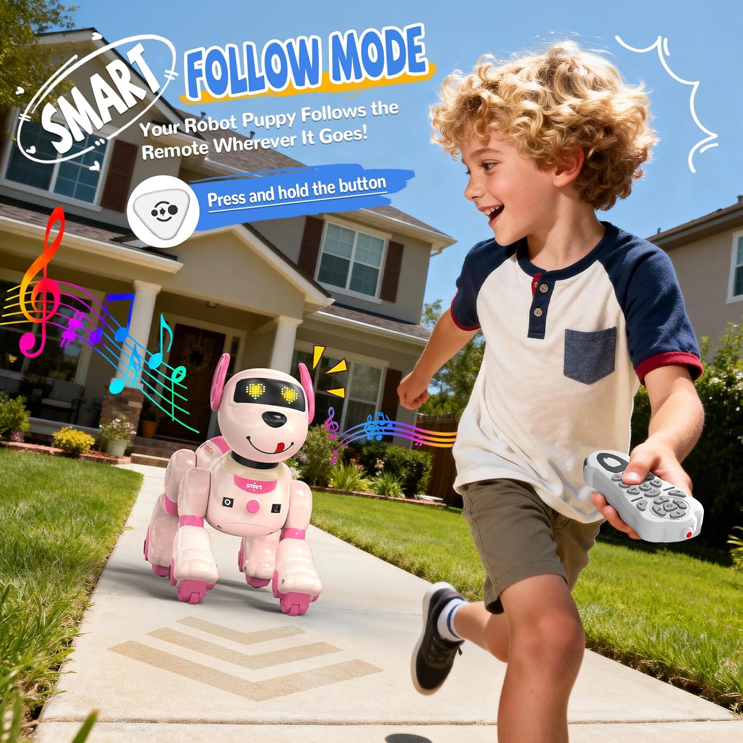 Roboterhund Kinder, ferngesteuerter Roboterhund programmierbar, sprachgesteuert (nur Englisch), intelligenter interaktiver Roboterhund, singender Tanz, Hunderoboter als Geschenk für Kinder – Bild 6