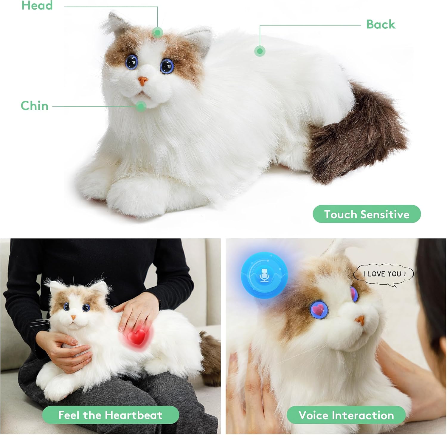 ELEPHANT ROBOTICS metaCat Black/White Robot Cat Companion Pet Interactive Electronic Cat Meow and Heartbeat, Gifts for All Ages - Type-C Charging – Bild 2