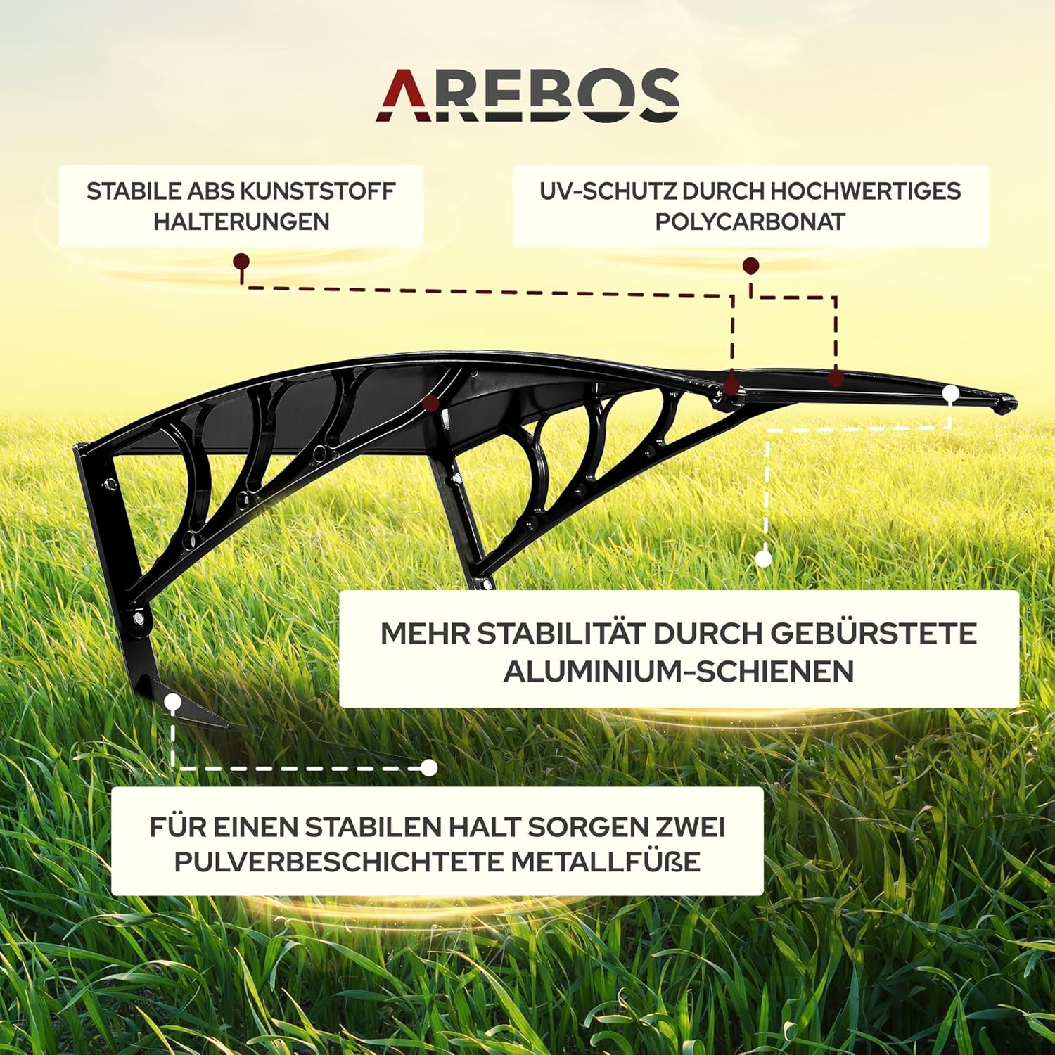 Arebos Roboter-Rasenmäher-Garage, Rasenmäher, Rasenmäher, Carport, 102 x 79 x 46 cm, wetterfest + UV-Schutz, mit Metallfüßen, Rasenmäher-Überdachung, inklusive Montagematerial, schwarz – Bild 4