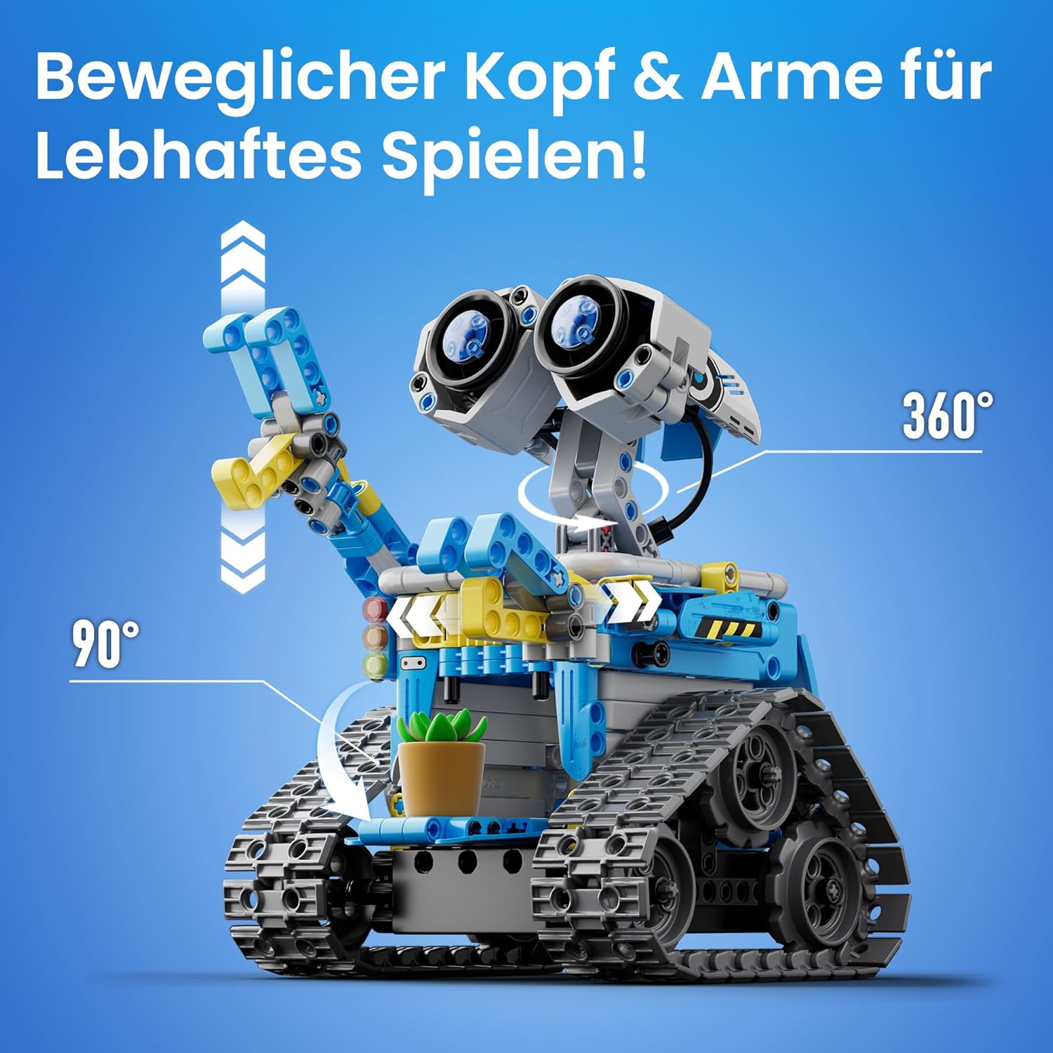 Sillbird Technik Roboter Kinder Konstruktionsspielzeug, Programmierbarer Roboterbausatz, Ferngesteuerter Roboter mit Licht und Ton, 360° Drehung, STEM-Bauspielzeug, Jungengeschenk von 8-12 Jahren Jungen – Bild 6