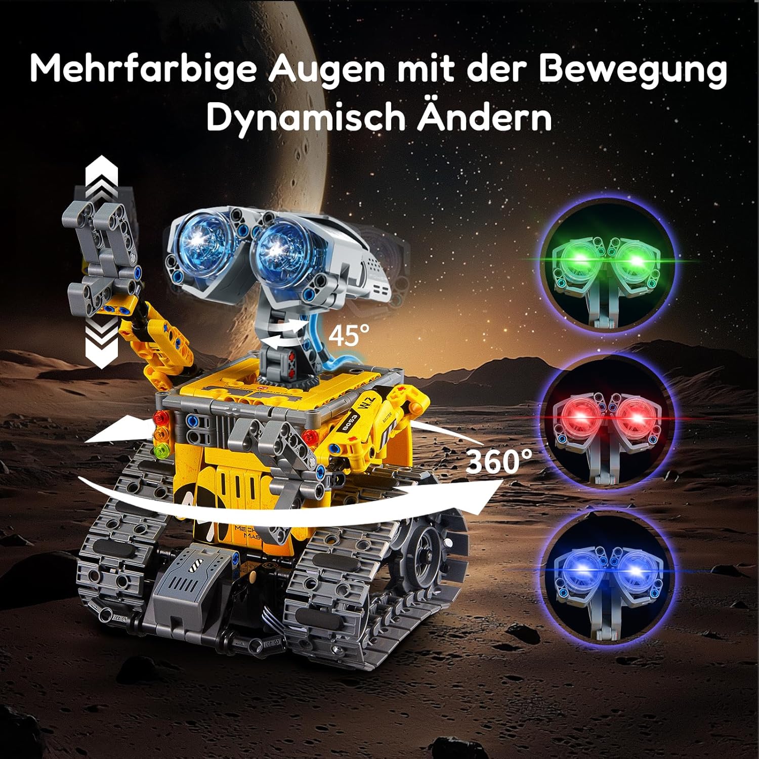 Technik Roboter für Kinder Jungen 6-12 Jahre, 6-in-1 Roboter-Set programmierbar mit App & Fernbedienung, Geburtstagsgeschenk für Weihnachten und Geburtstag (631 Stück) – Bild 3
