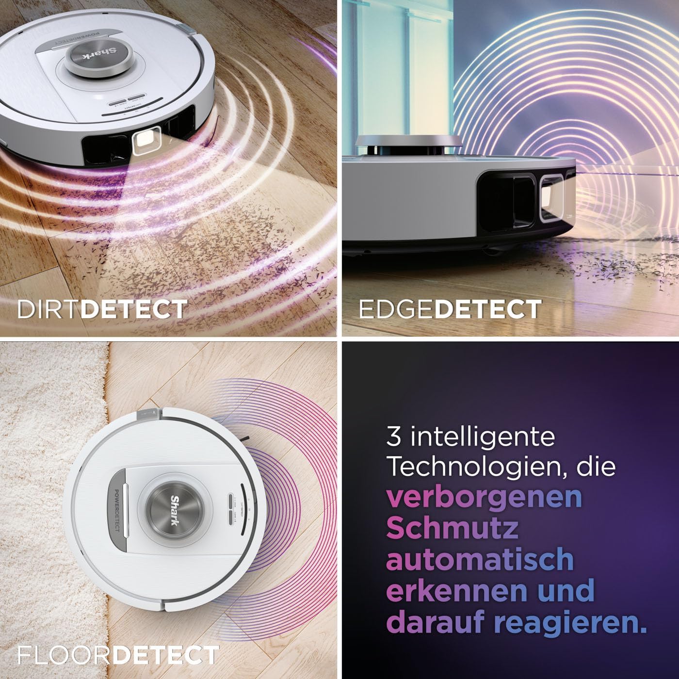 Shark PowerDetect Roboter-Staubsauger mit Saugstation, selbstreinigend, selbstentleerend bis zu 60 Tage, für Tierhaare, Teppiche und Hartböden, mit 3D- und LiDAR-Navigation, 14,5 cm flach weiß – Bild 2