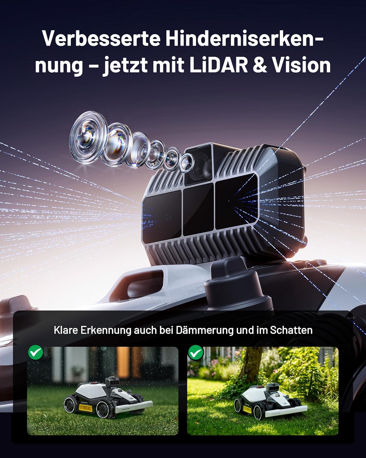 MAMMOTION LUBA Mini AWD LiDAR Roboter-Rasenmäher ohne Begrenzungskabel mit 3D LiDAR + Vision, ohne RTK-Antenne, automatische Kartierung, empfohlen für 1.500 m², 4G-Modul, bis zu 80 % Steigung – Bild 9