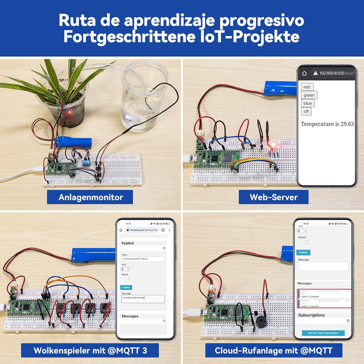 SunFounder Raspberry Pi Pico 2W Ultimate Starter Kit mit über 110 englischen Videokursen, Online-Tutorials, 96 Projekten (16 IoT), MicroPython, C++ (kompatibel mit Arduino IDE) – Bild 4