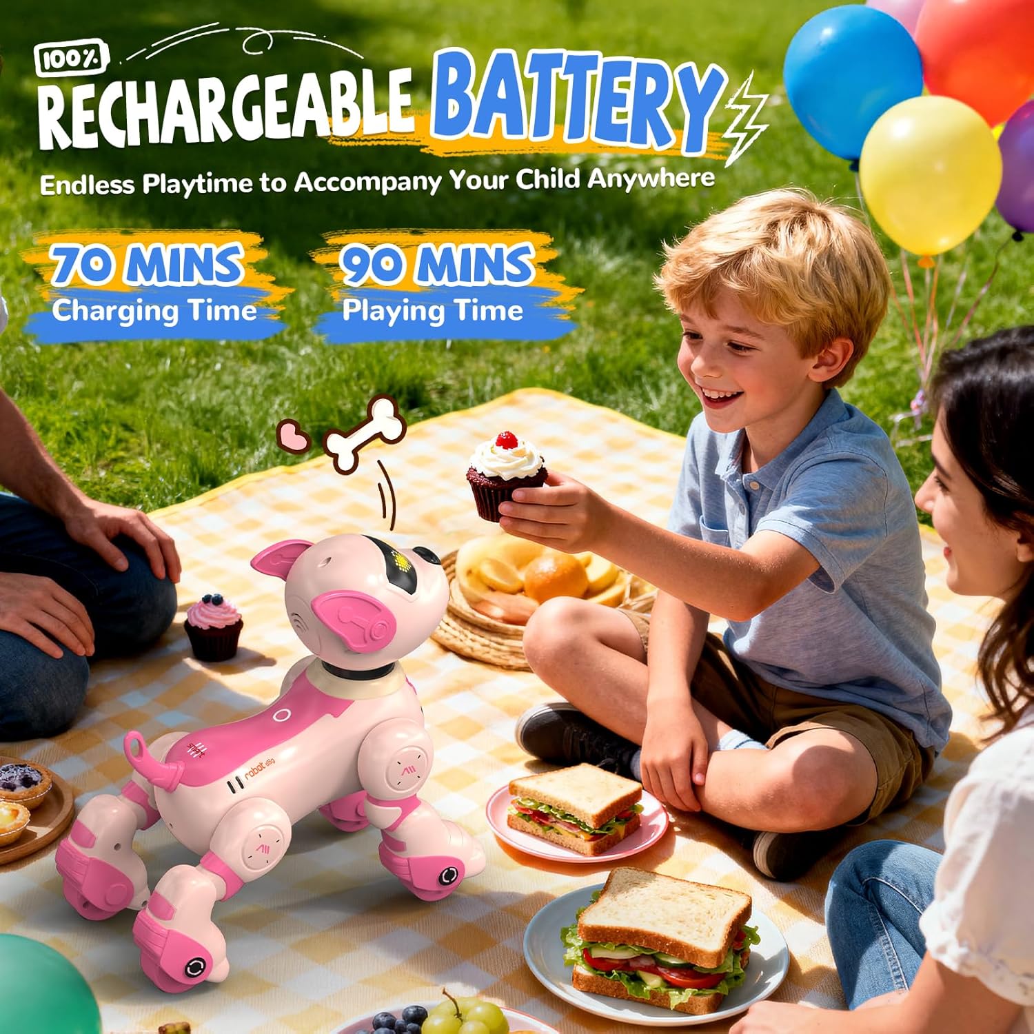 Roboterhund Kinder, ferngesteuerter Roboterhund programmierbar, sprachgesteuert (nur Englisch), intelligenter interaktiver Roboterhund, singender Tanz, Hunderoboter als Geschenk für Kinder – Bild 7