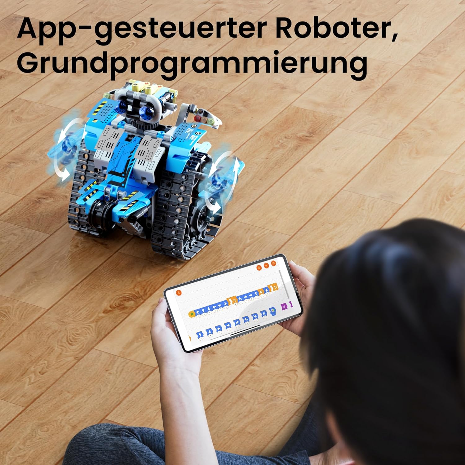 Sillbird Technik Roboter Kinder Konstruktionsspielzeug, Programmierbarer Roboterbausatz, Ferngesteuerter Roboter mit Licht und Ton, 360° Drehung, STEM-Bauspielzeug, Jungengeschenk von 8-12 Jahren Jungen – Bild 3