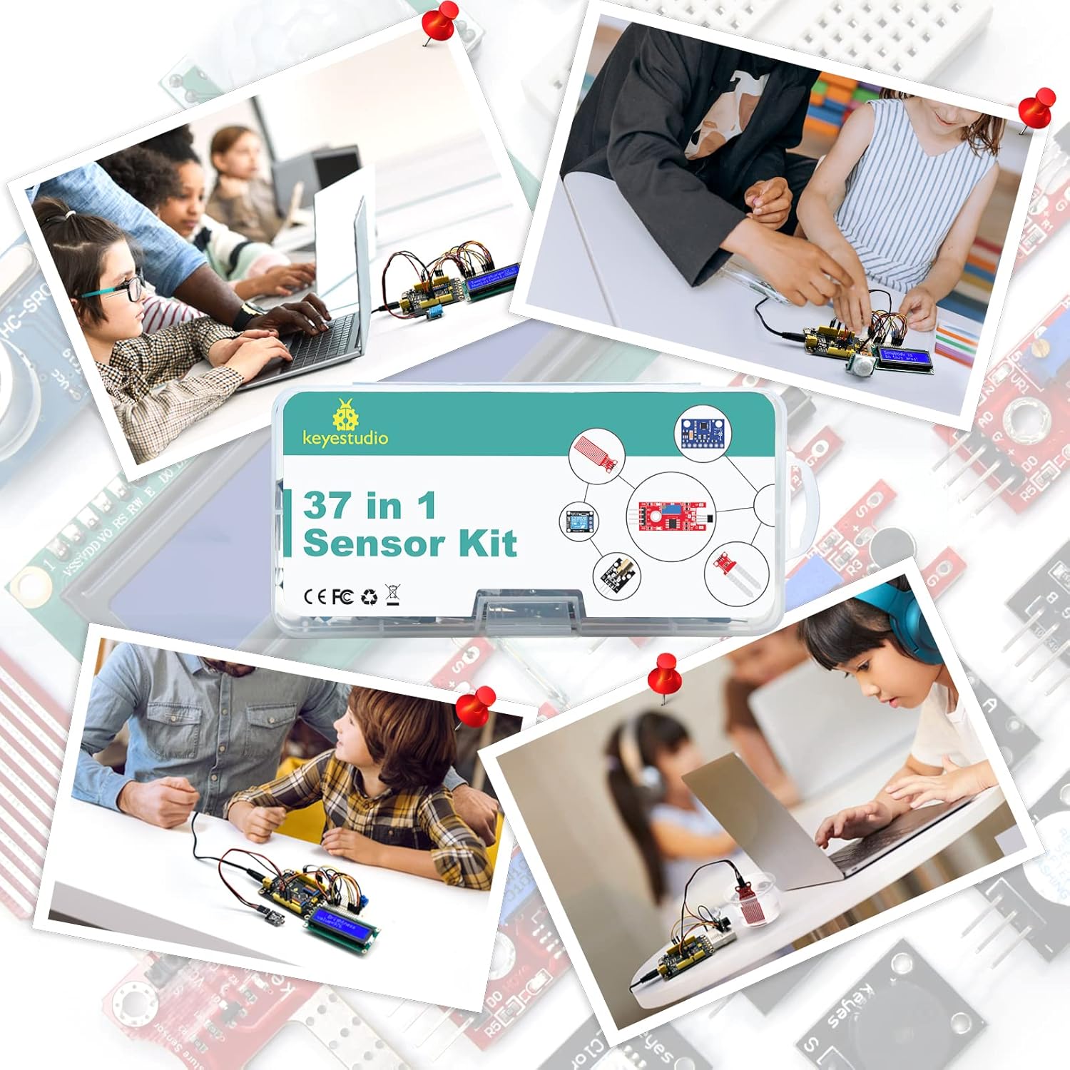 KEYESTUDIO 37-in-1-Sensormodul-Kit, kompatibel mit Arduino IDE, Raspberry Pi, elektronisches Starter-Kit für Anfänger – Bild 4