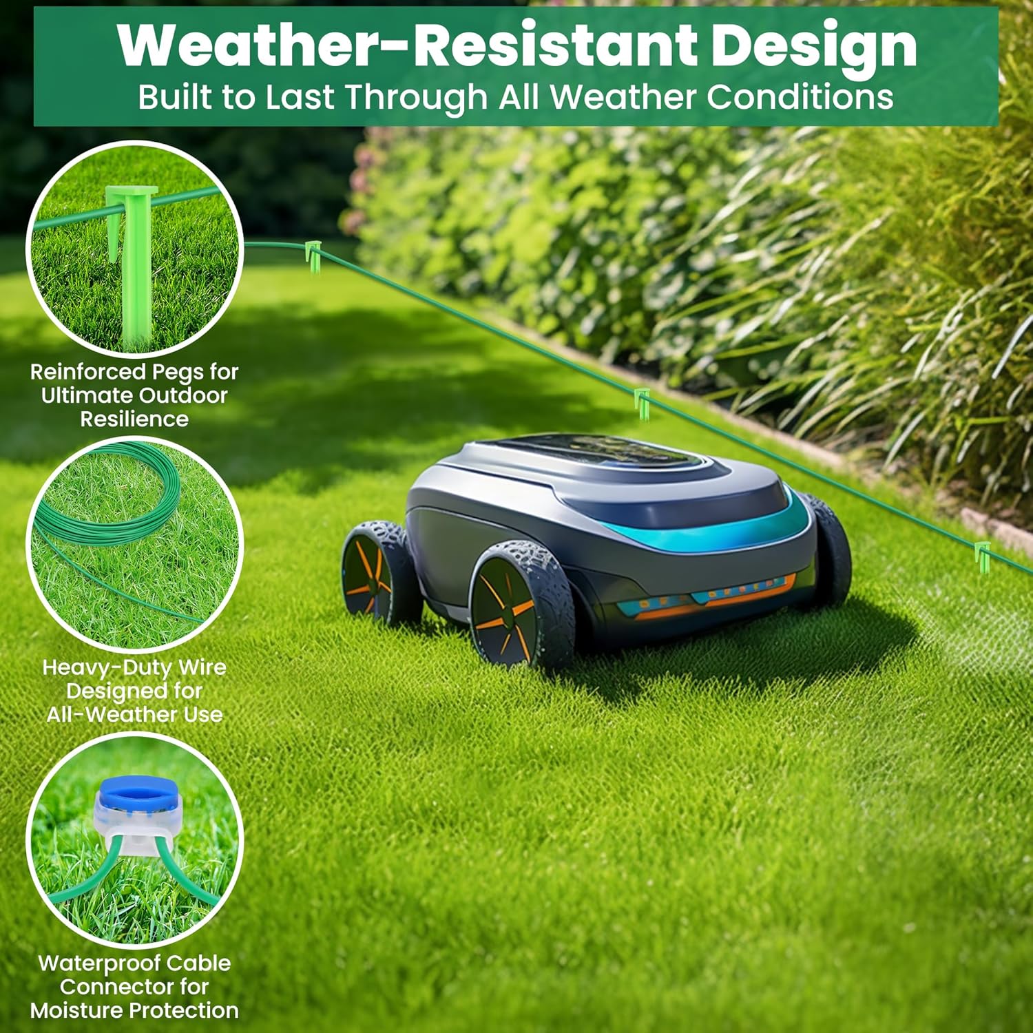 75 m Universal Begrenzungskabel Rasenroboter mit 50 Erdspießen + 10 Kabelverbindern + 10 Verbindungsklemmen, Rasenroboter-Zubehörset mit Begrenzungskabel, kompatibel mit Gardena/Bosch/Worx – Bild 4