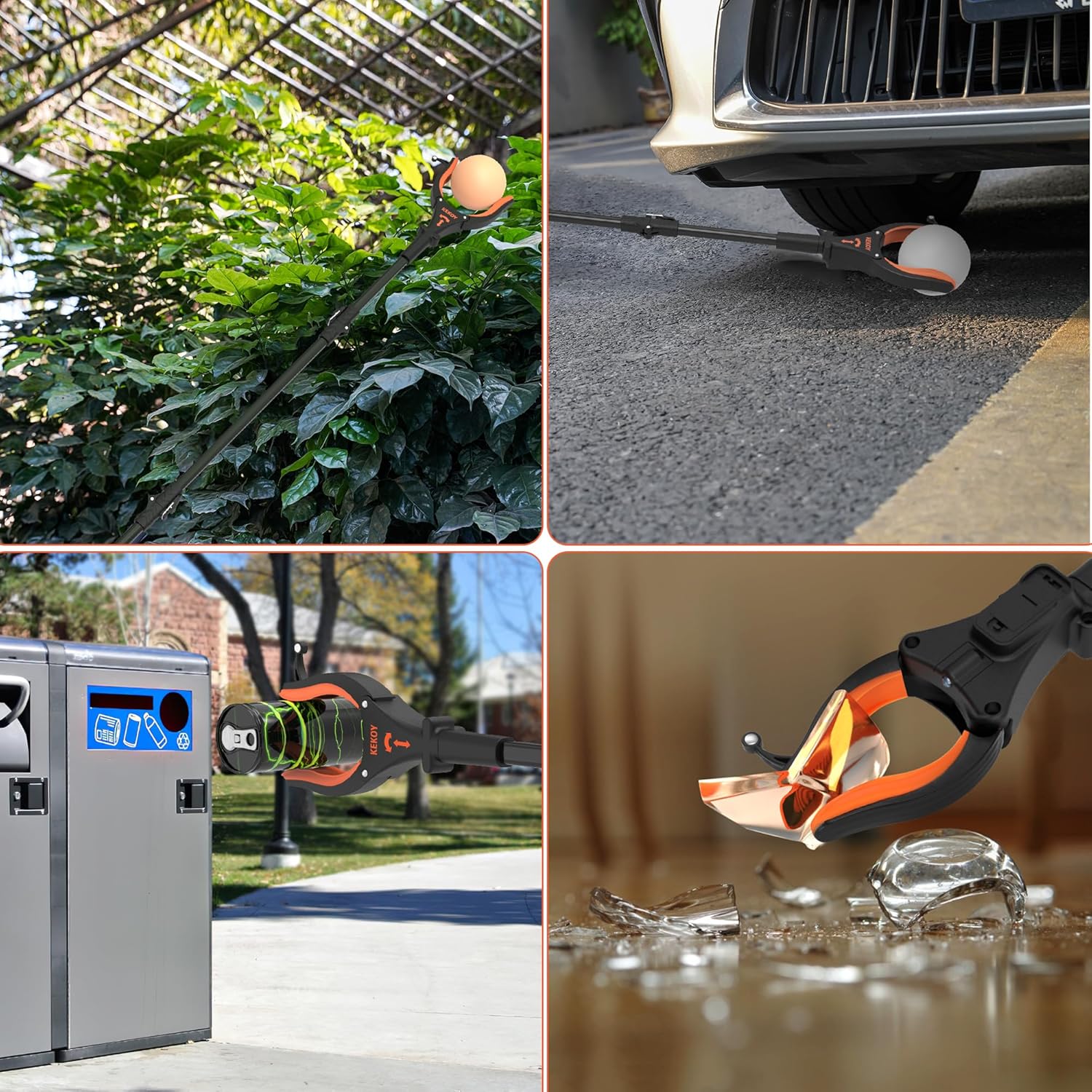 Kekoy 112 cm Greifer mit Licht, faltbarer Greifer für Senioren, Greifzange, drehbarer Kopf, Greifhilfe für Senioren mit Magnet, langes Greifwerkzeug mit Magnetspitzen (Orange, 1 Stück) – Bild 6