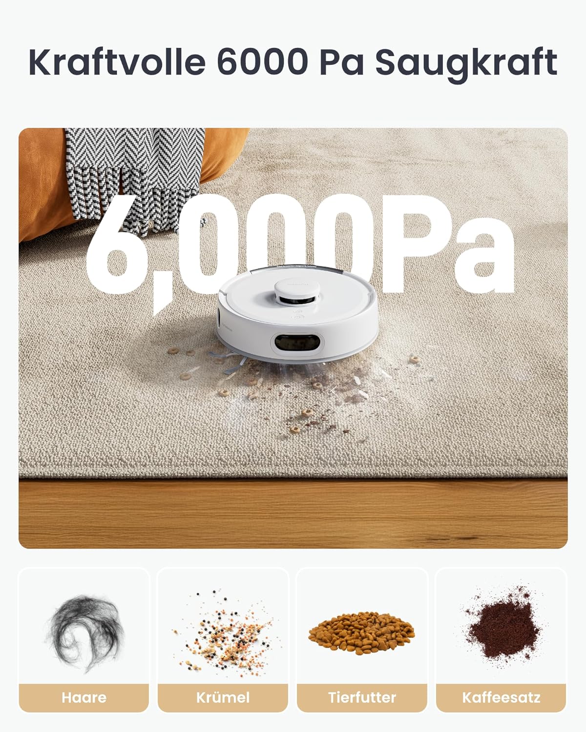 SwitchBot K11+ Staubsaugerroboter mit Wischfunktion, 6000 Pa Saugleistung, 90 Tage Staubaufnahme, selbstentleerend, LDS Smart Mapping, schlankes 3,6-Zoll-Design, kompatibel mit Apple Home, Alexa, Google Home und – Bild 5