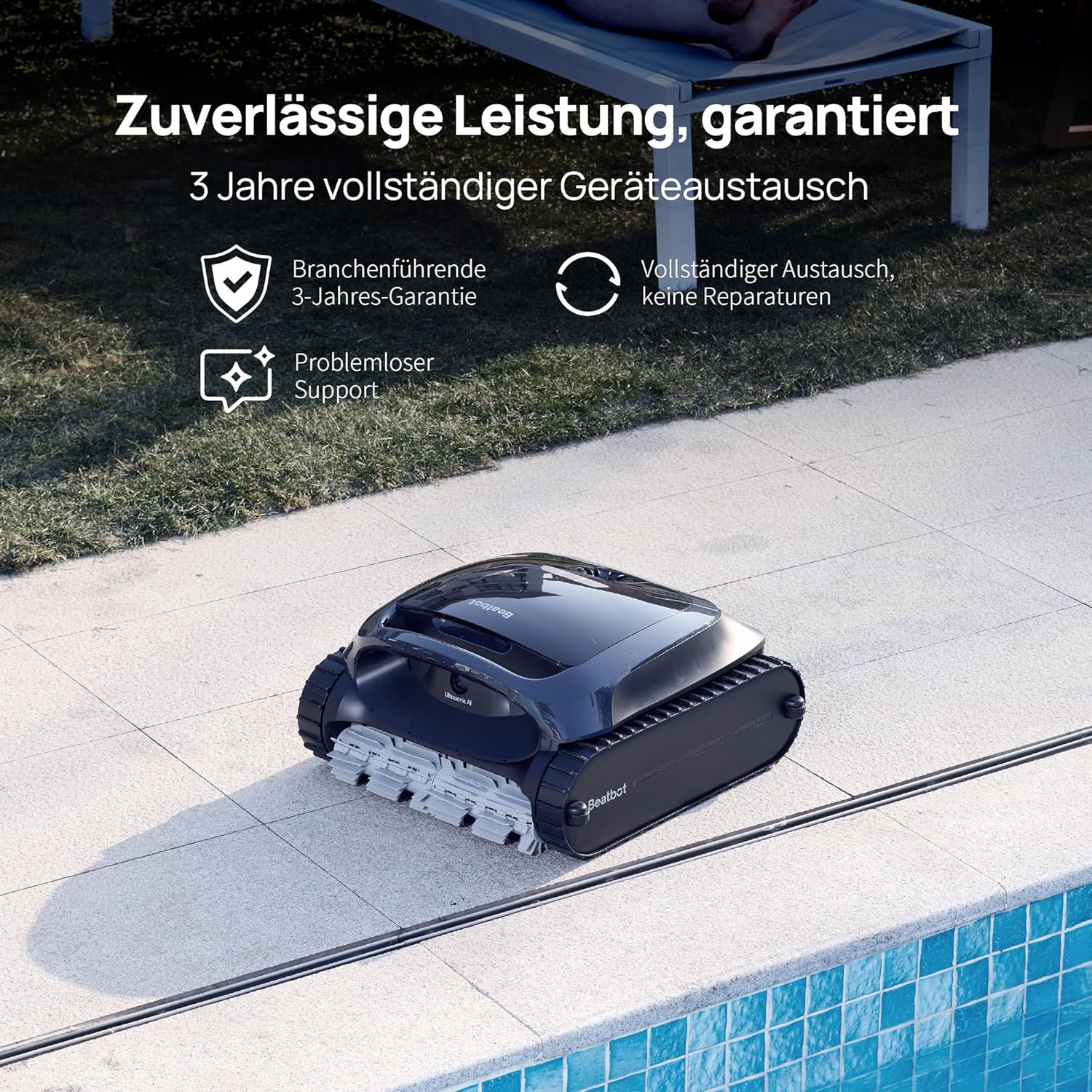 Beatbot AquaSense 2 Poolroboter, Akku-Poolsauger mit Parkfunktion, Poolreiniger Boden und Wand, doppelte Reinigung der Wasserlinie, für Pools bis 300 m², Mitternachtsblau – Bild 9