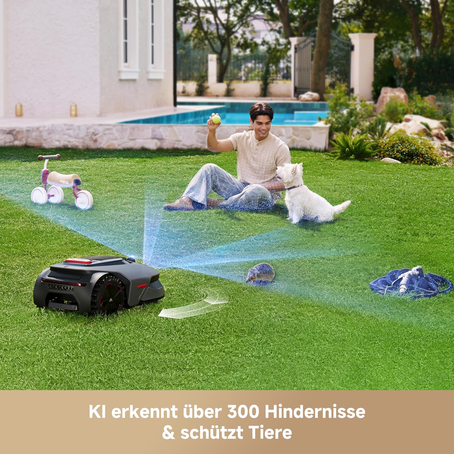 MOVA LiDAX Ultra 800 Robotic Lawnmower without Boundary Cable, Recommended 800 m², without RTK & Automatic Map Creation via 3D LiDAR with 360° & AI Vision, Suitable for Complex Terrain, U-shaped Path – Bild 4