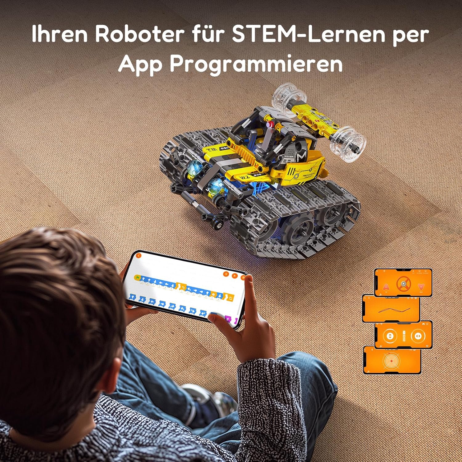 Technik Roboter für Kinder Jungen 6-12 Jahre, 6-in-1 Roboter-Set programmierbar mit App & Fernbedienung, Geburtstagsgeschenk für Weihnachten und Geburtstag (631 Stück) – Bild 6