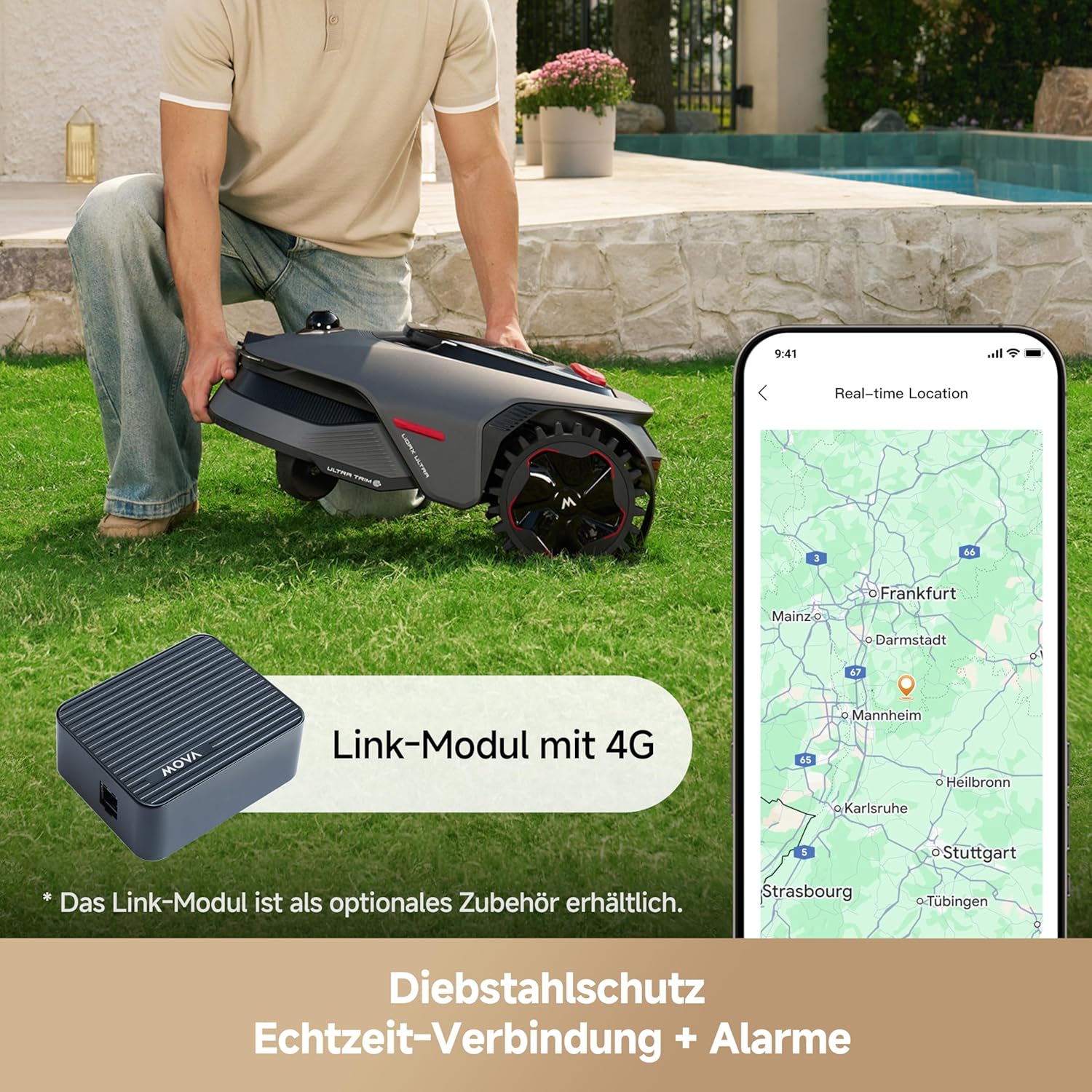 MOVA LiDAX Ultra 800 Robotic Lawnmower without Boundary Cable, Recommended 800 m², without RTK & Automatic Map Creation via 3D LiDAR with 360° & AI Vision, Suitable for Complex Terrain, U-shaped Path – Bild 5