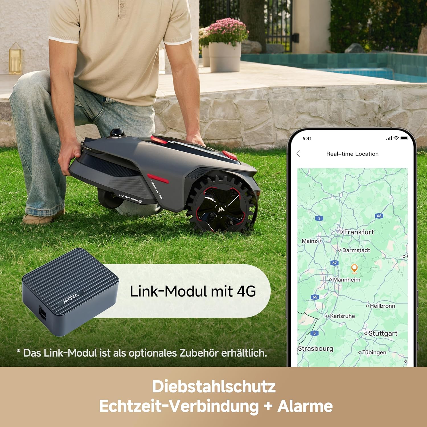 MOVA LiDAX Ultra 1200 Robotic Lawnmower without Boundary Cable, Reception 1200 m², without RTK & Automatic Map Creation via 3D LiDAR with 360° & AI Vision, 5 cm Edge Cut, Efficient Path Planning in – Bild 5