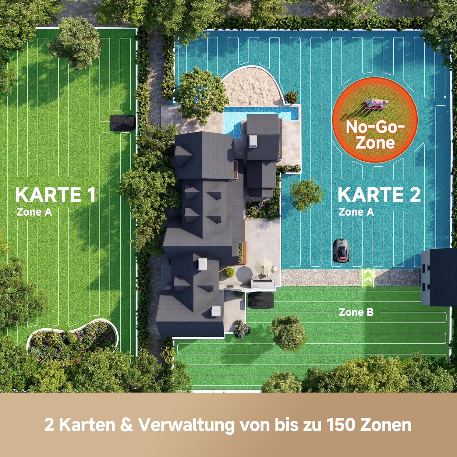 MOVA LiDAX Ultra 1200 Robotic Lawnmower without Boundary Cable, Reception 1200 m², without RTK & Automatic Map Creation via 3D LiDAR with 360° & AI Vision, 5 cm Edge Cut, Efficient Path Planning in – Bild 9