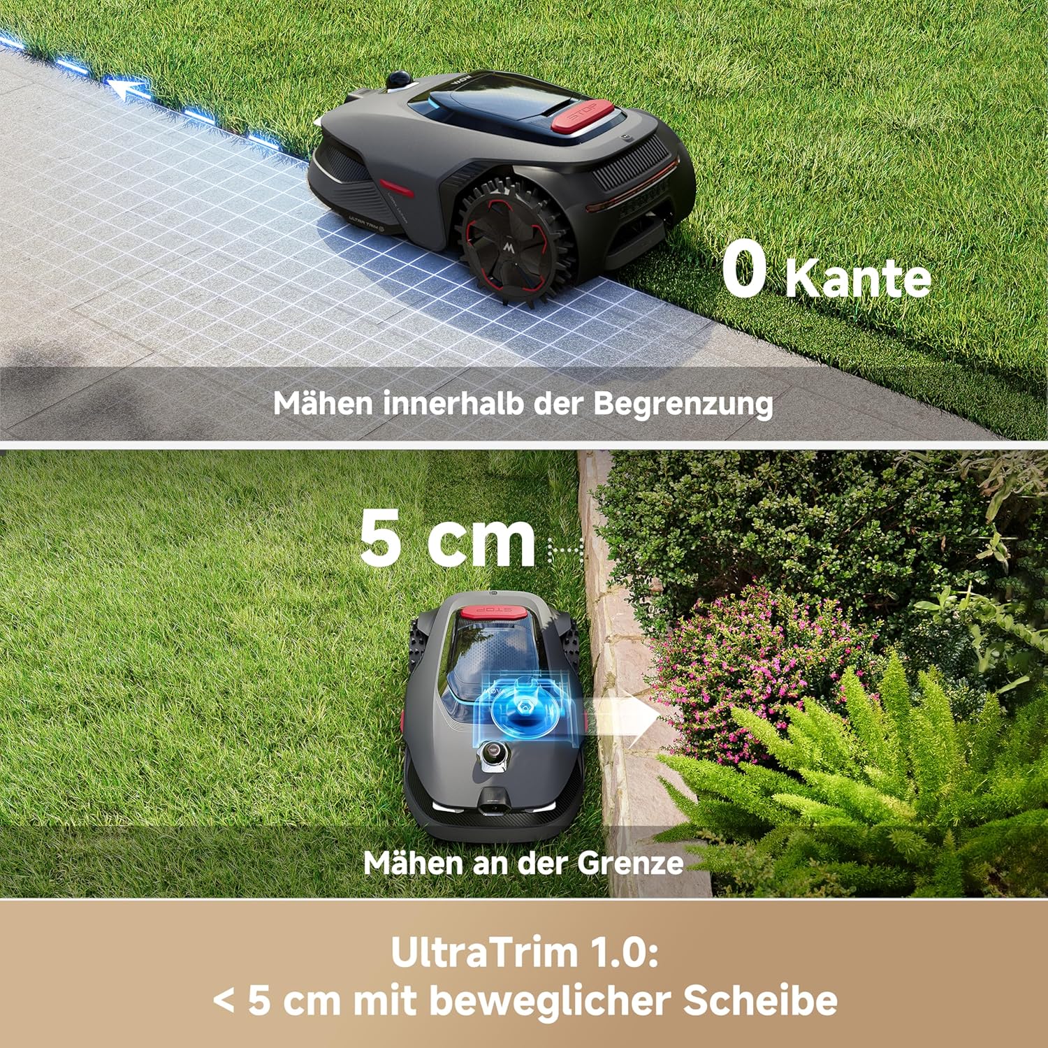 MOVA LiDAX Ultra 1200 Robotic Lawnmower without Boundary Cable, Reception 1200 m², without RTK & Automatic Map Creation via 3D LiDAR with 360° & AI Vision, 5 cm Edge Cut, Efficient Path Planning in – Bild 3