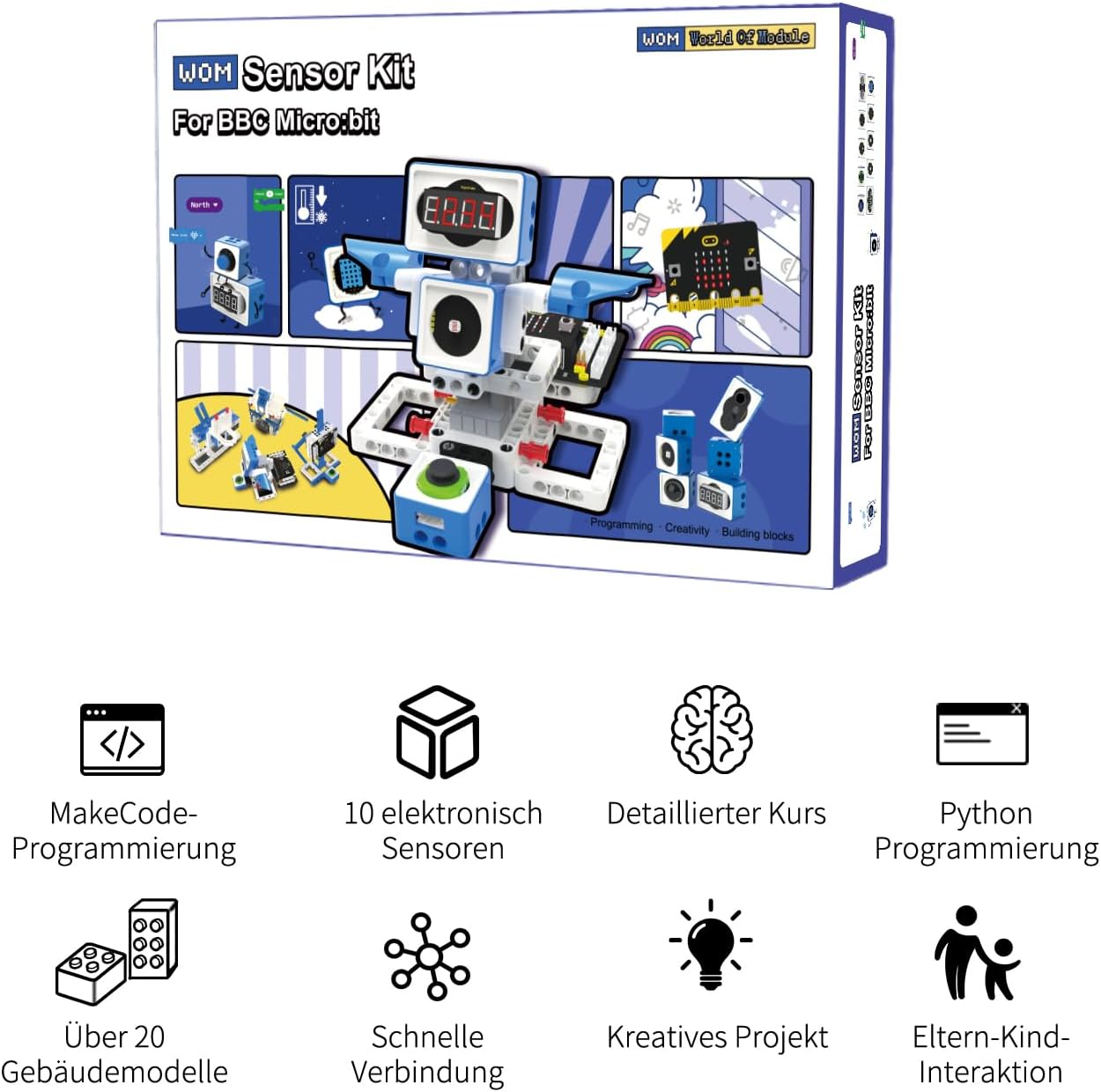 Yahboom Electronics Kit: Ein MINT-Lernkit für Studenten, bestehend aus einem Micro:bit, Sensoren, Bausteinen und Python/MakeCode-Programmiertools. – Bild 4