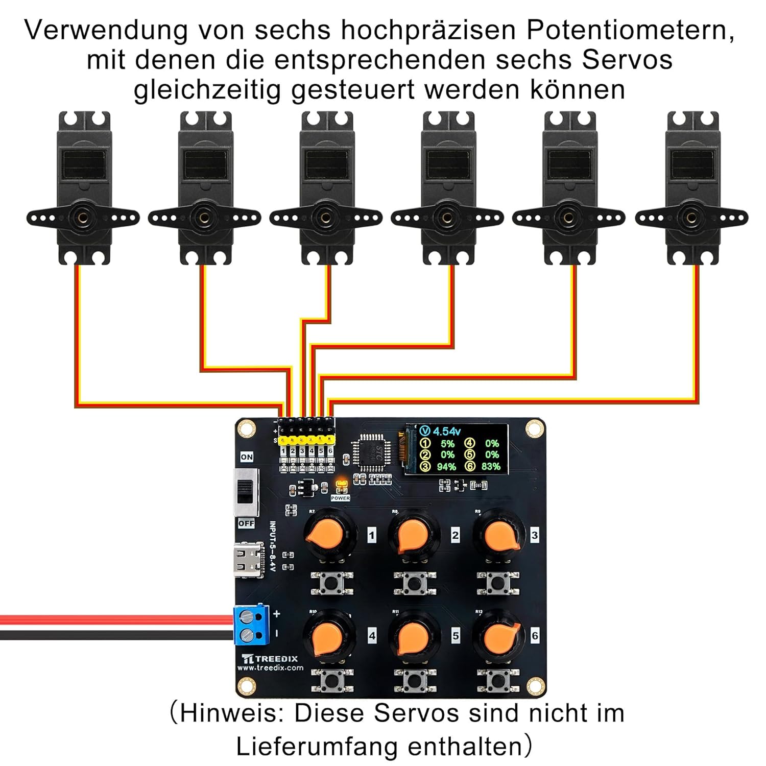 RC-Digital-Servo-Tester, LCD-Echtzeitanzeige, 6-Kanal-Servo-Controller-Board, DC5–8,4 V RC-Servo-Tester mit Überstromschutz für RC-Autos, Flugzeuge, Roboter, mechanische Greifer und – Bild 2
