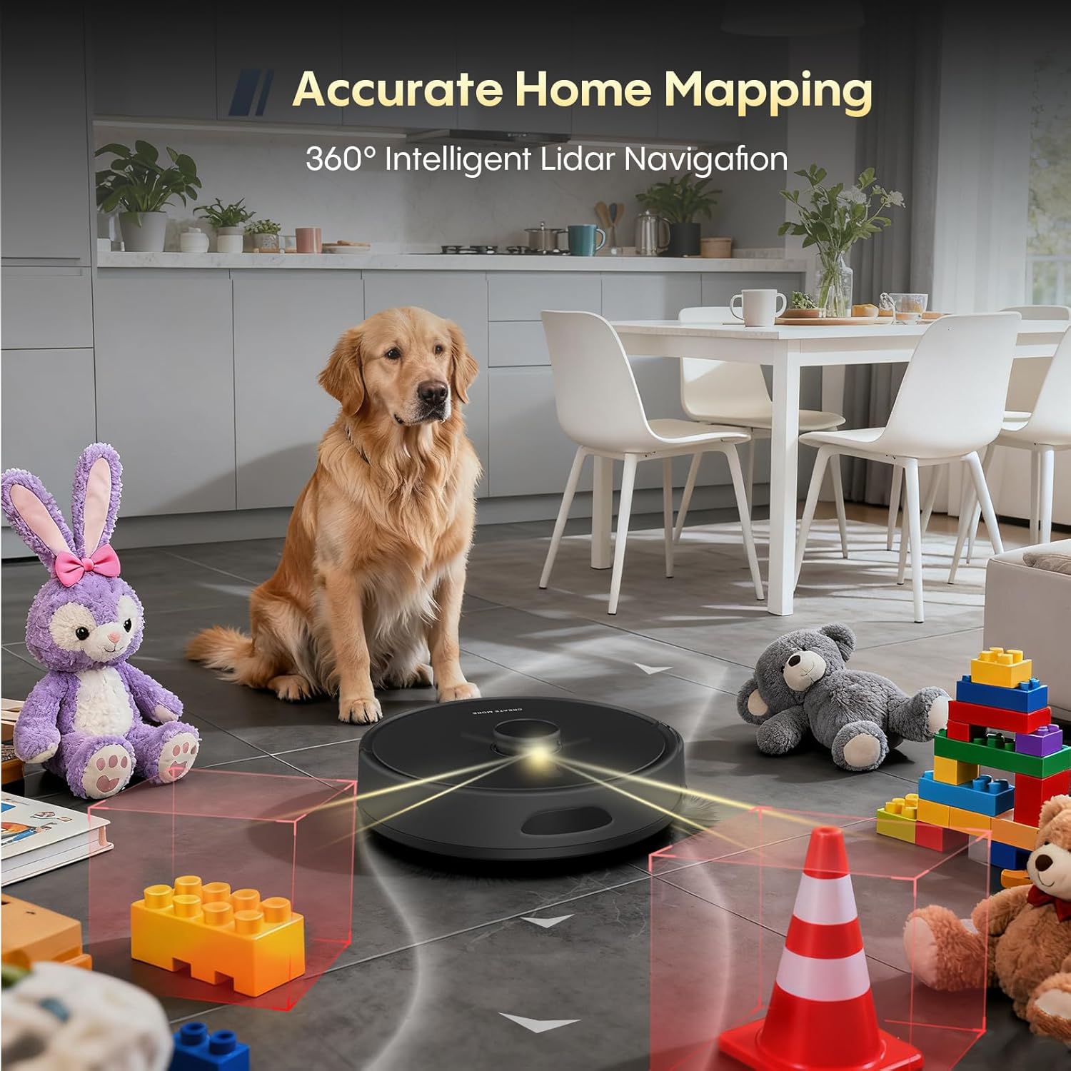 Robot Vacuum and Mop, Self Emptying, 5000Pa Powerful Suction,150mins Runtime, Advanced Smart Mapping, LiDAR Navigation Robotic Vacuum for Pet Hair, Dust, Carpet, WiFi/Alexa - Image 4