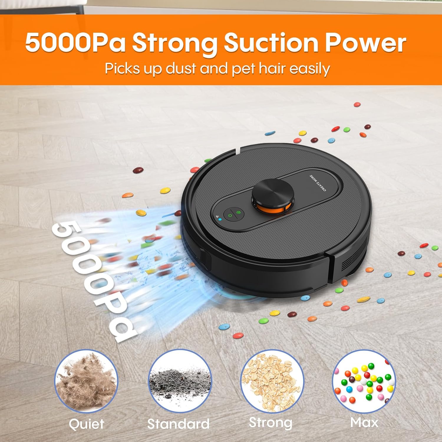 Robot Vacuum and Mop with Self-Emptying, 5000Pa Robotic Vacuum with Mapping, 60-Day Hands-Free Cleaning,LiDAR Navigation,No-Go Zones,Wi-Fi/App/Alexa Control, Perfect for Pet, Hard Floors, Carpet - Image 4