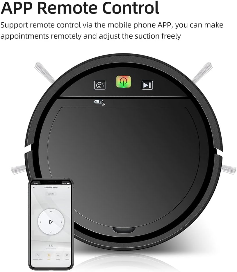 Robot Vacuum,Smart Sweeper Vacuum Cleaners for Home Robotic Vacuums with APP Remote Control 2500PA Super Suction 2500mAh Sweeping Robot for Household 3 in 1 Vacuum Cleaner (US - Image 6