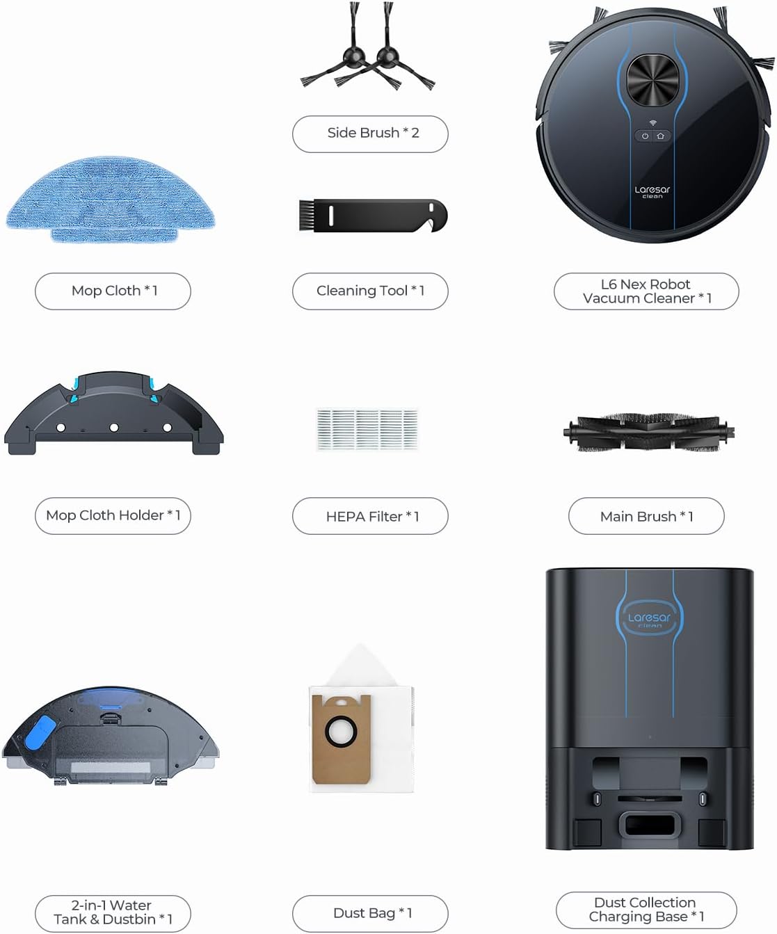 Robot Vacuum and Mop, 5000Pa Self-Emptying Robot Vacuum, Smart Lidar Navigation Robot Vacuum Cleaner with Home Mapping, 180 Min Max, Ultra-Slim, Ideal for Pet Hair, Hard Floor, Carpet (L6 Nex) - Image 8