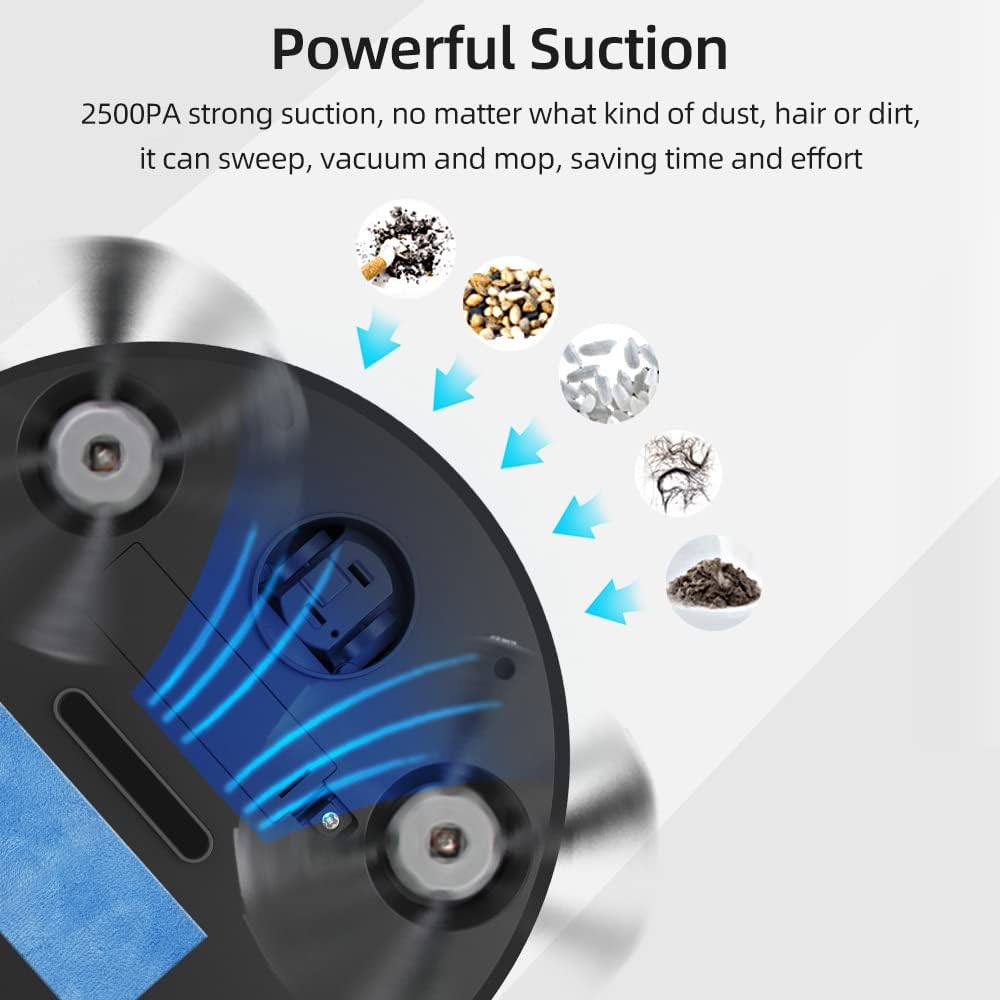 Robot Vacuum,Smart Sweeper Vacuum Cleaners for Home Robotic Vacuums with APP Remote Control 2500PA Super Suction 2500mAh Sweeping Robot for Household 3 in 1 Vacuum Cleaner (US - Image 4