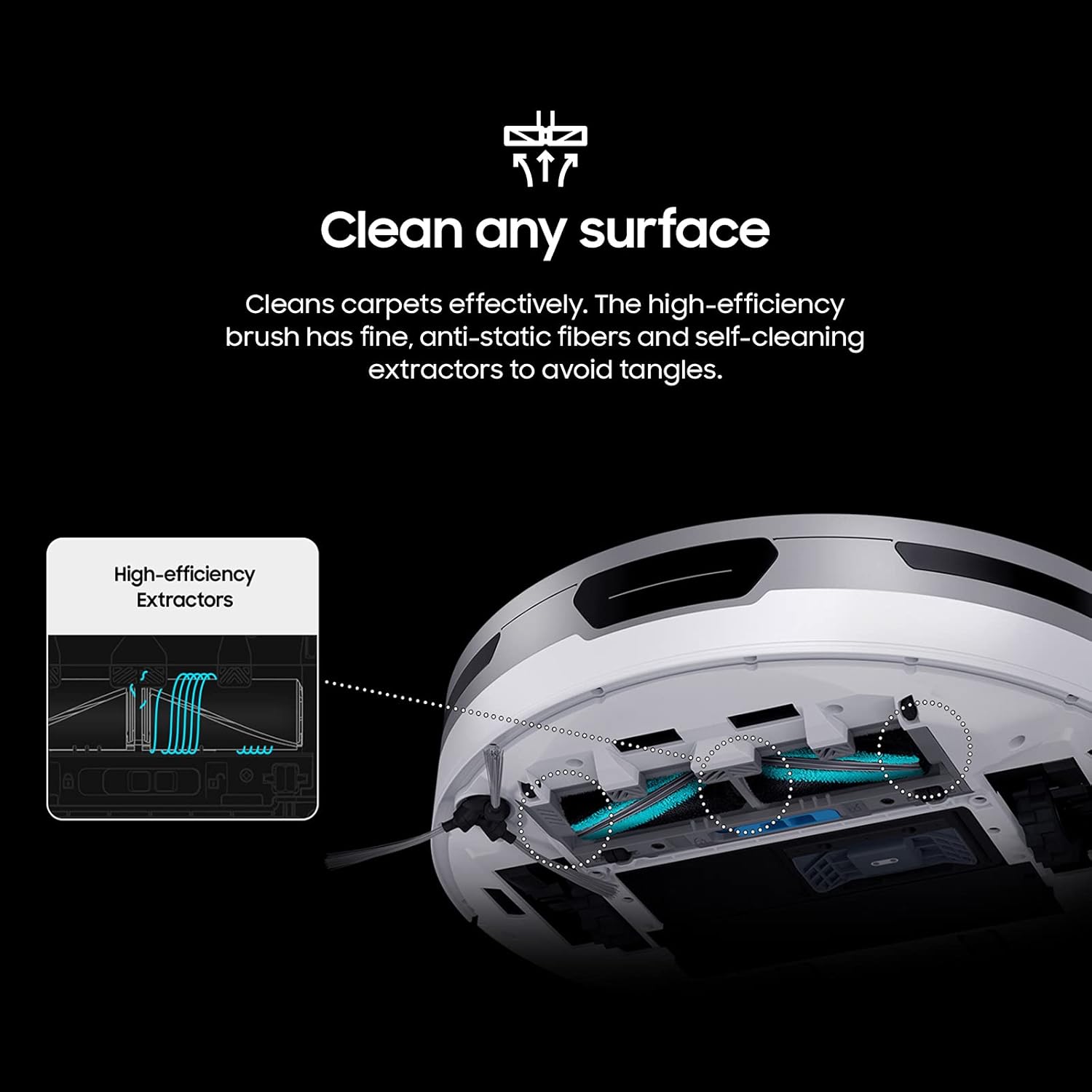 SAMSUNG Jet Bot+ Robot Vacuum Cleaner w/ Clean Station, Automatic Emptying, Precision Cleaning, 5-Layer Filter, Intelligent Power Control for Hardwood Floors, Carpets, Area Rugs, VR30T85513W/AA, White - Image 7