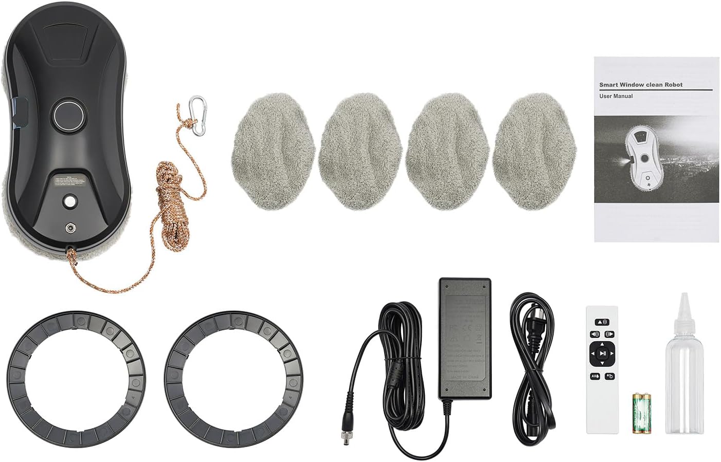 Smart Glass Cleaner Robot - Window Cleaning Machine With Automatic Water Spray, Strong Suction, Remote Control for Windows, Glass Doors, Tiles (Black) - Image 7