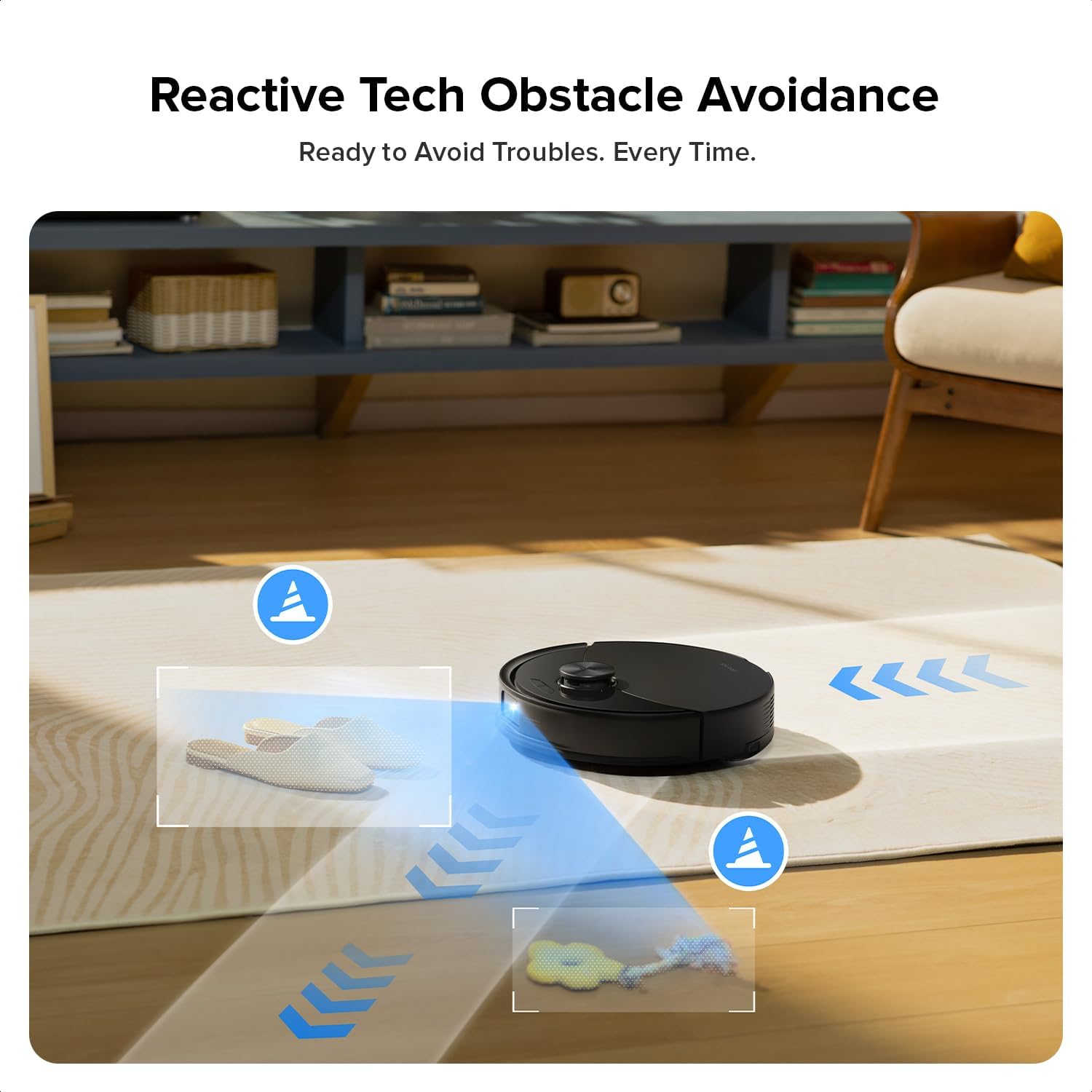 roborock Q10 S5 Robot Vacuum and Mop Cleaner, 10000Pa HyperForce Suction, Dual Anti-Tangle System, Auto-Lifting Mop, ReactiveTech Obstacle Avoidance, App Control, for Pet Hair and Carpet, Black - Image 6