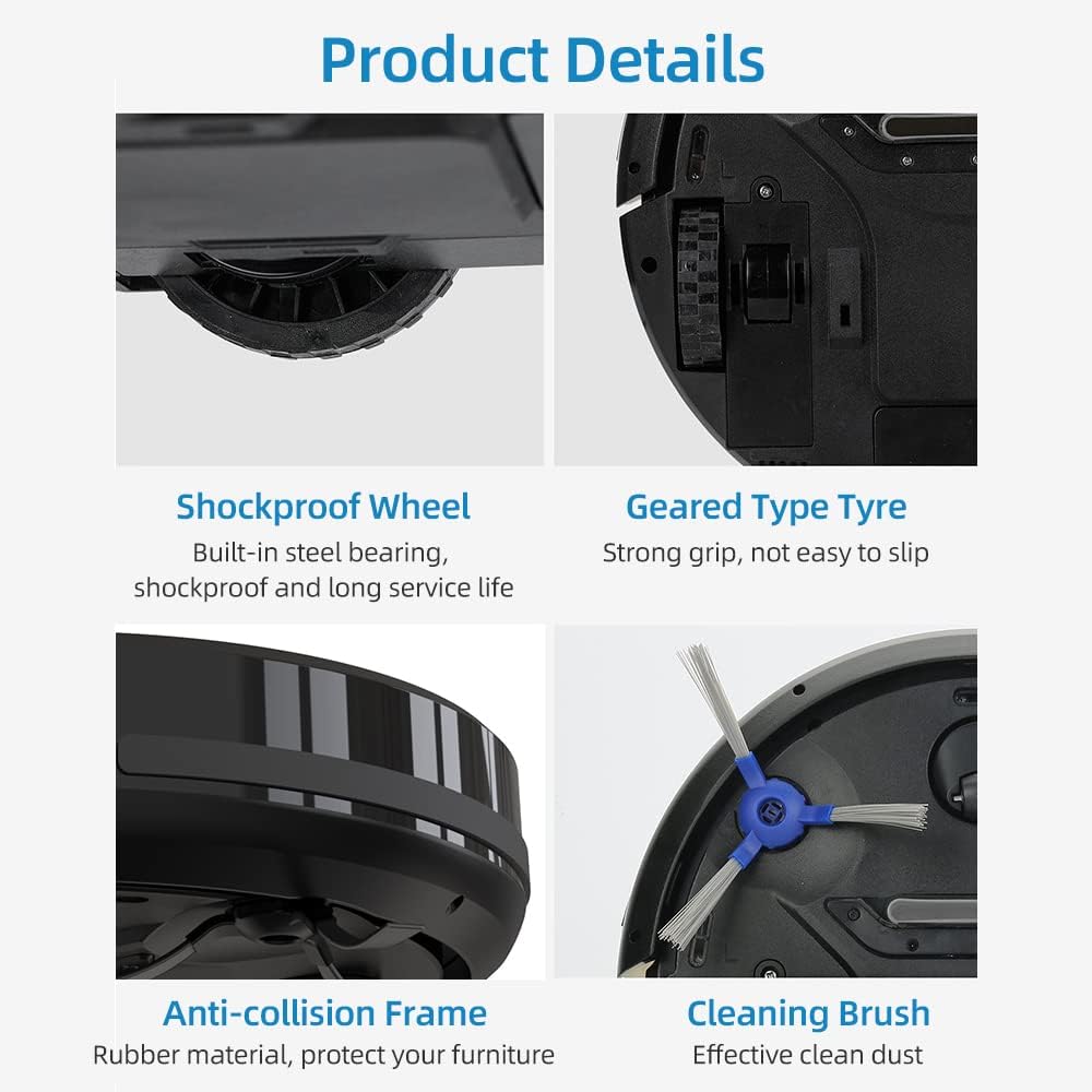 Robot Vacuum,Smart Sweeper Vacuum Cleaners for Home Robotic Vacuums with APP Remote Control 2500PA Super Suction 2500mAh Sweeping Robot for Household 3 in 1 Vacuum Cleaner (US - Image 7