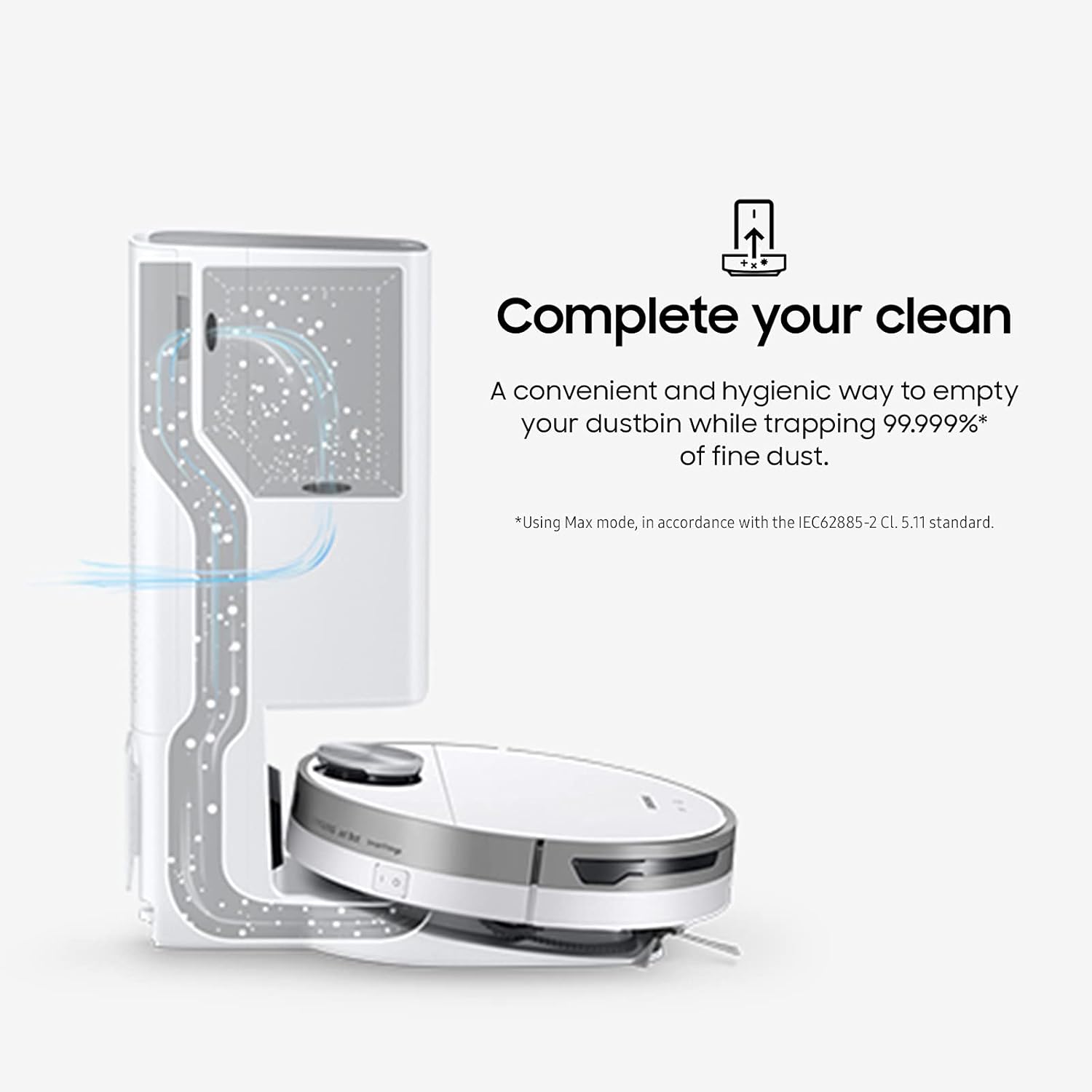 SAMSUNG Jet Bot+ Robot Vacuum Cleaner w/ Clean Station, Automatic Emptying, Precision Cleaning, 5-Layer Filter, Intelligent Power Control for Hardwood Floors, Carpets, Area Rugs, VR30T85513W/AA, White - Image 2