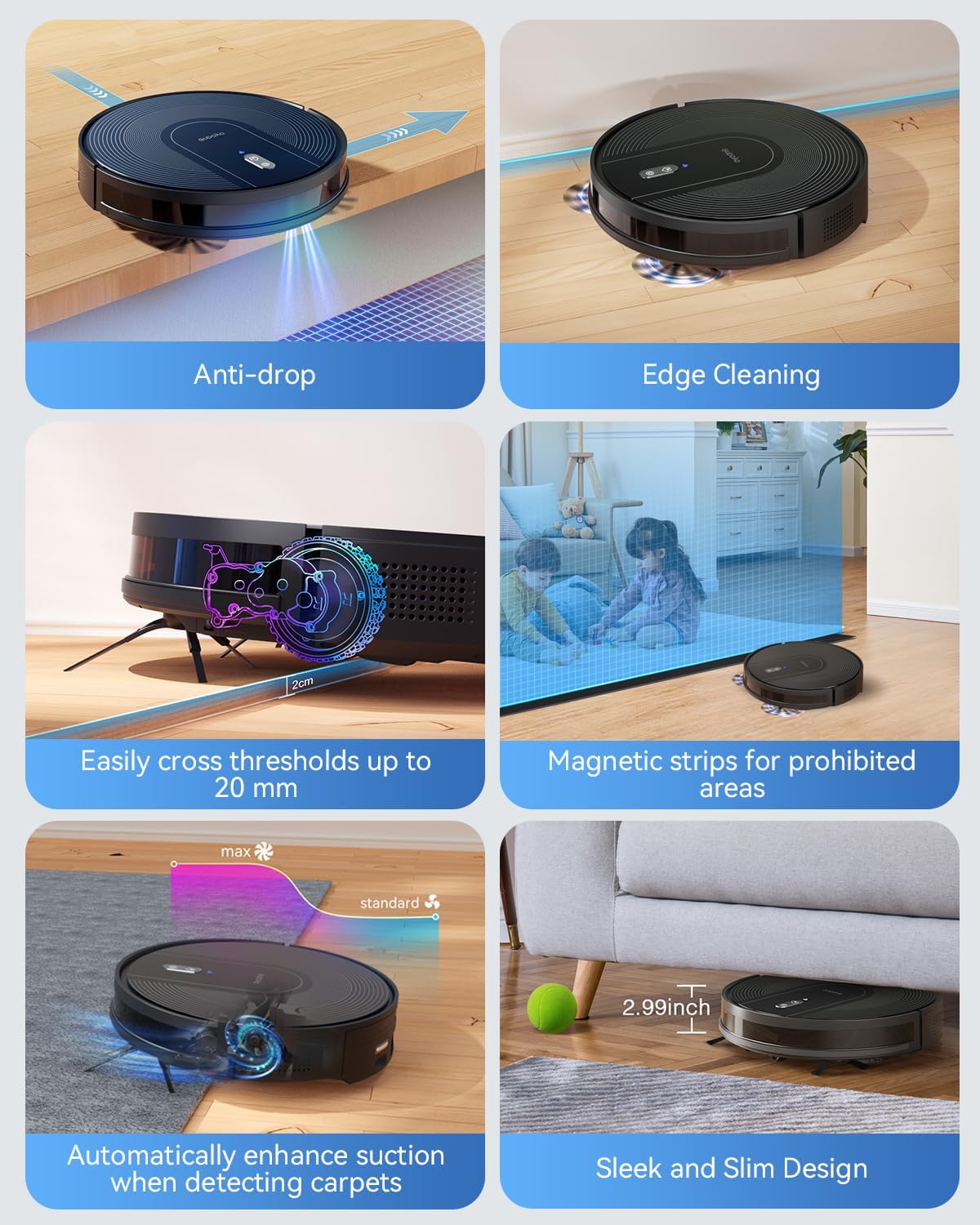 Robot Vacuum Cleaner with Self-Emptying Base – 9000Pa Suction, 85 Days of Dust Storage, Wi-Fi/App/Alexa Control – Ideal for Hard Floors, Low Carpets, and Pet Hair - Image 7