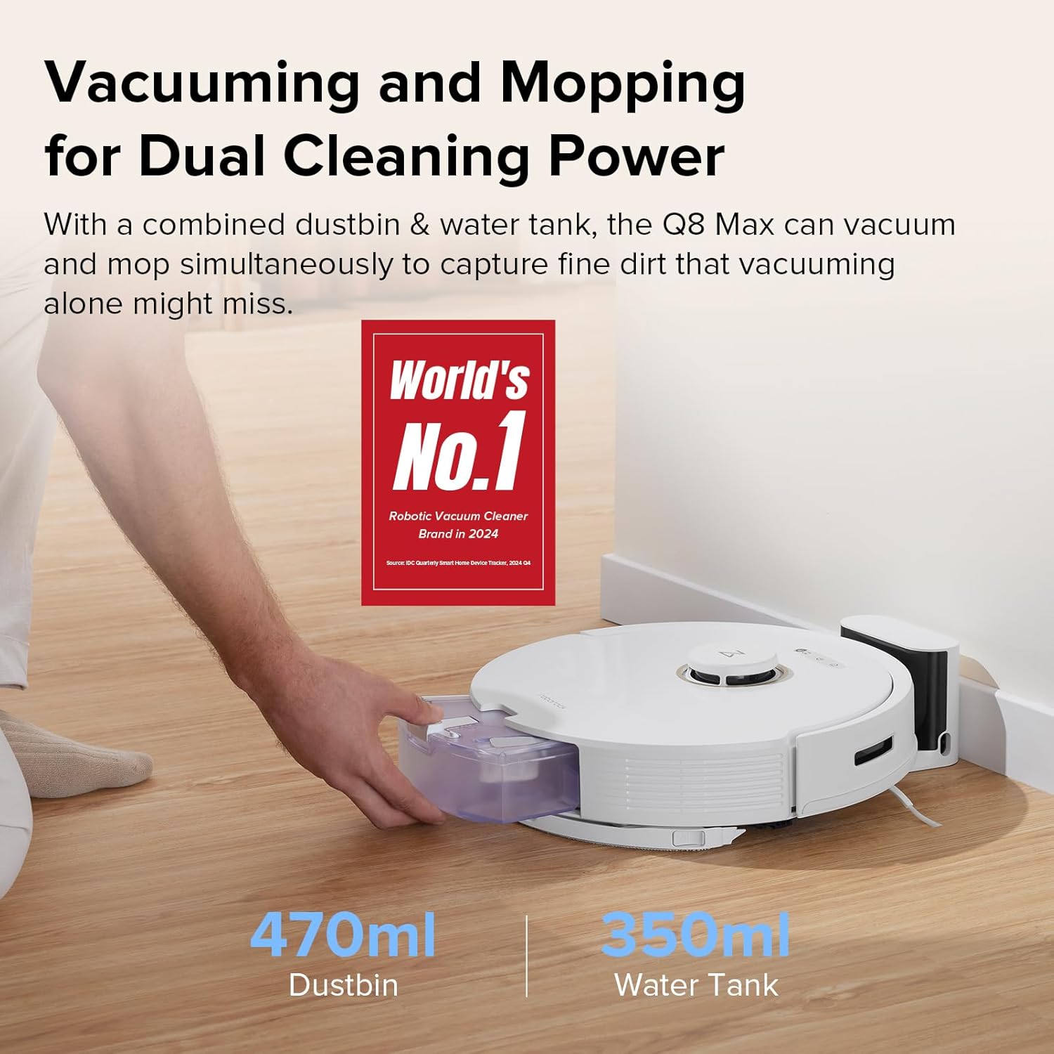 roborock Q8 Max Robot Vacuum and Mop Cleaner, DuoRoller Brush, 5500Pa Strong Suction, Lidar Navigation, Obstacle Avoidance, Multi-Level Mapping, Perfect for Pet Hair - Image 2