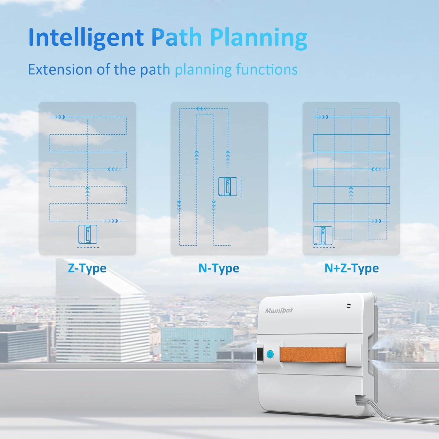 Mamibot W120-DP Robot Window Cleaner for High-Rise Glass - 3200Pa Strong Suction, Multiple Cleaning Modes,4 Water Spray Nozzles,Edge Detection Technology,App&Remote Control(Blue) - Image 5