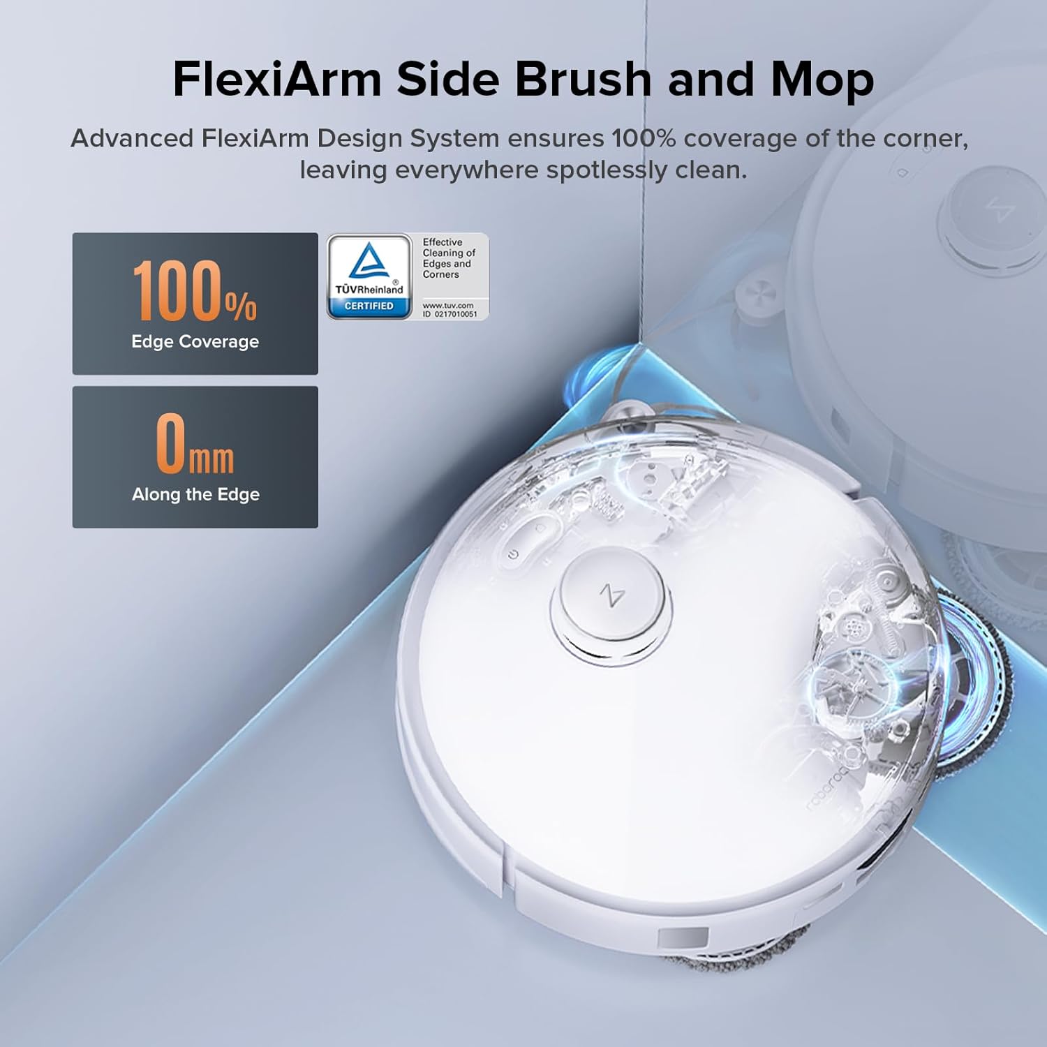 Roborock Qrevo Edge S5A Robot Vacuum and Mop, 18,500Pa, Zero-Tangling, DuoDivide Main Brush, FlexiArm Side Brush, Hot Water Mop Washing & Self-Cleaning, Warm Air Drying, Self-Emptying, White - Image 5