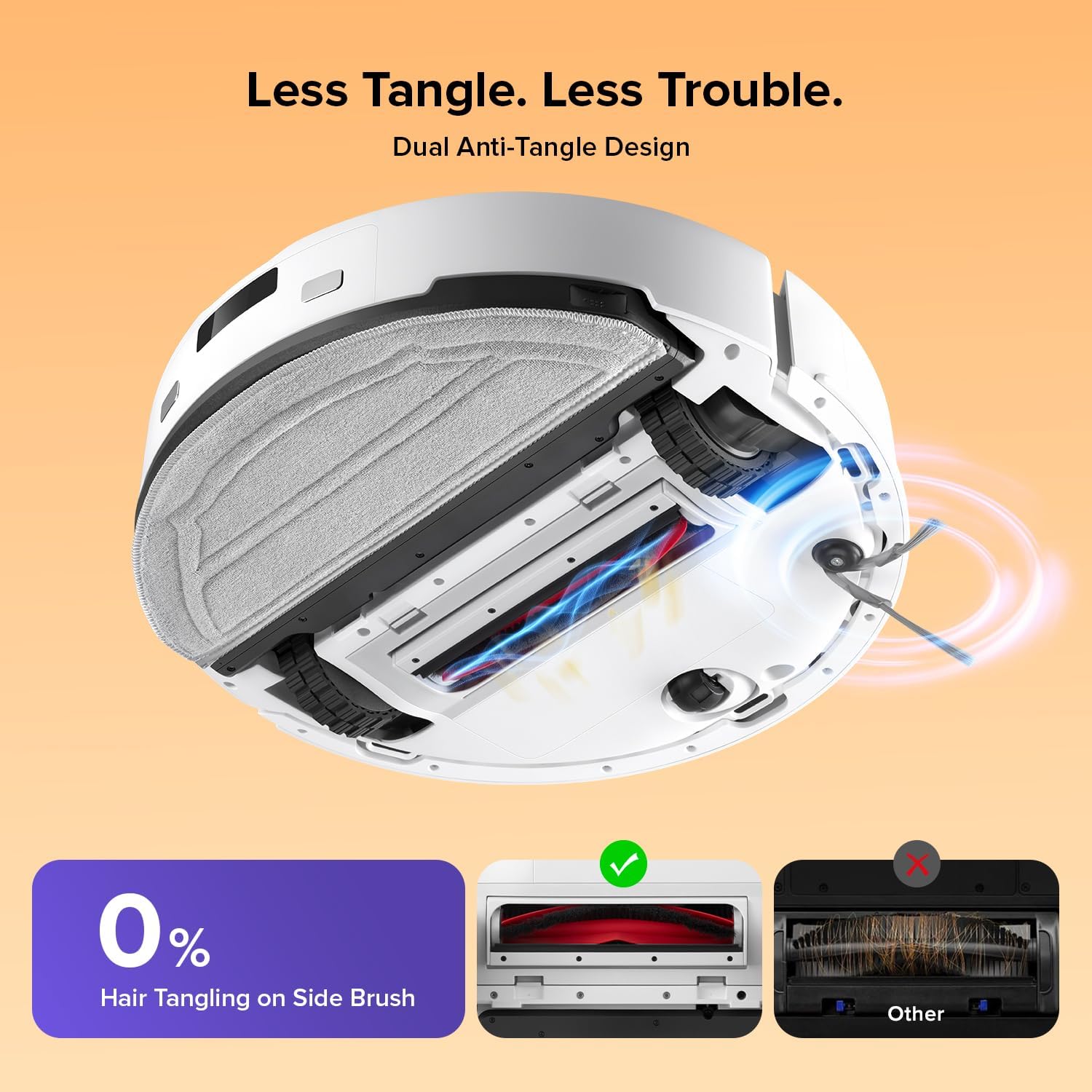 roborock Q10 S5 Robot Vacuum and Mop Cleaner, 10000Pa HyperForce Suction, Dual Anti-Tangle System, Auto-Lifting Mop, ReactiveTech Obstacle Avoidance, App Control, for Pet Hair and Carpet, White - Image 3